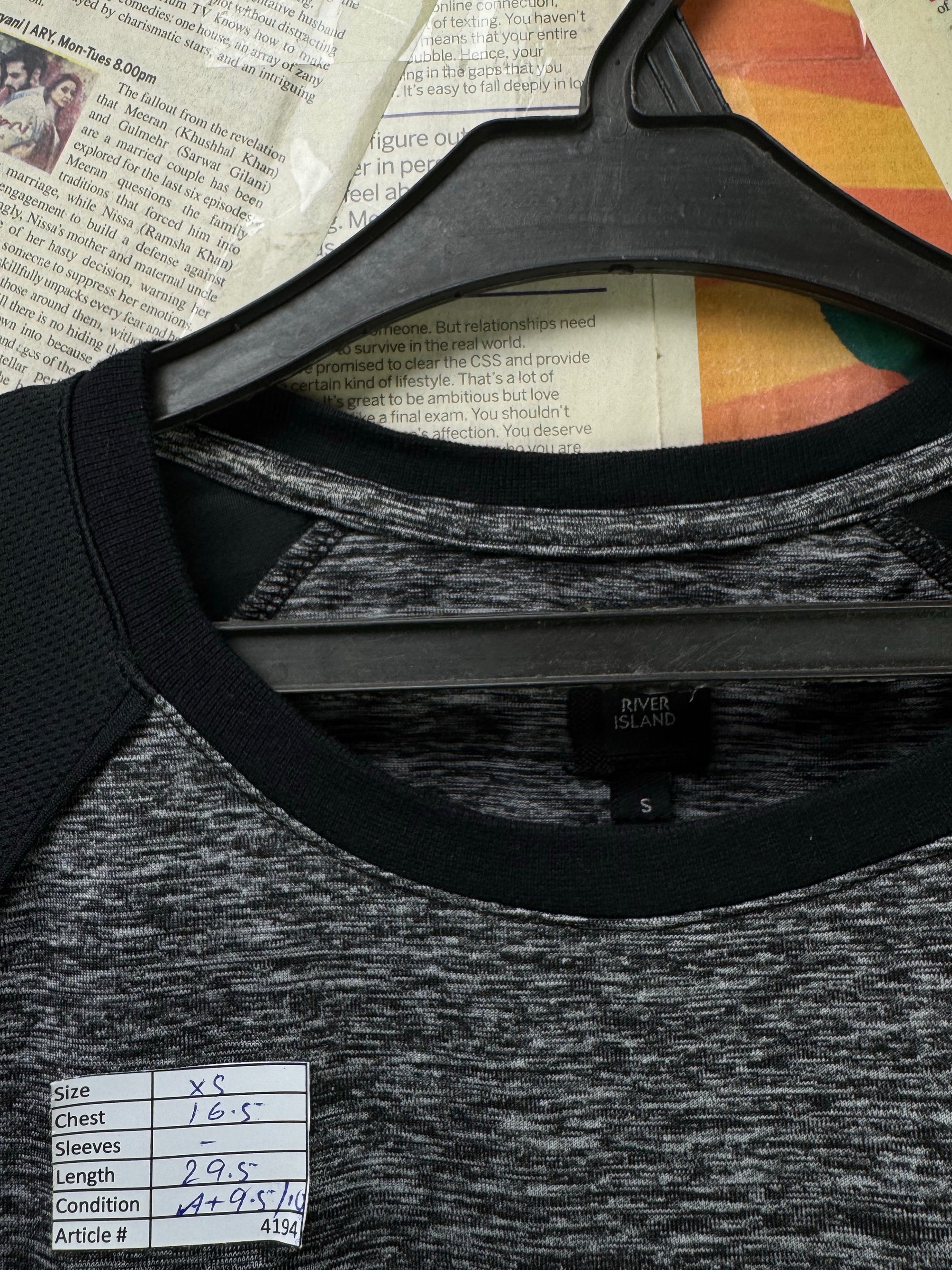 River Island® XXS | Chest: 15.5" | Heather Grey | Gym T-Shirt | Poly - Elastane | 4194 - Genuine Maal