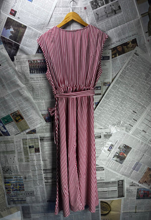 Shein® Large | Bust: 20" | Pink Stripes | Maxi Dress | B2 - 5163 - Genuine Maal