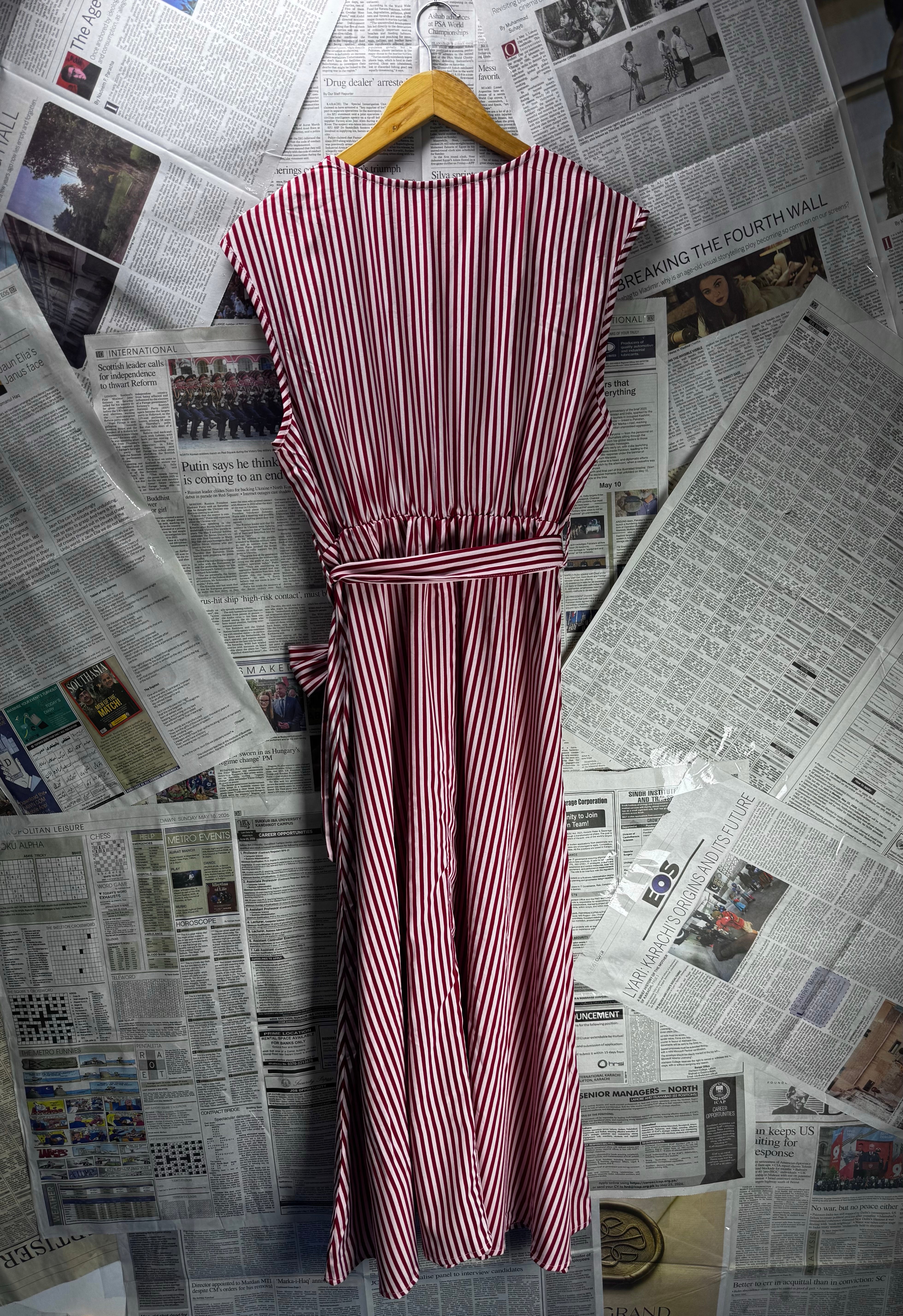 Shein® Large | Bust: 20" | Pink Stripes | Maxi Dress | B2 - 5163 - Genuine Maal