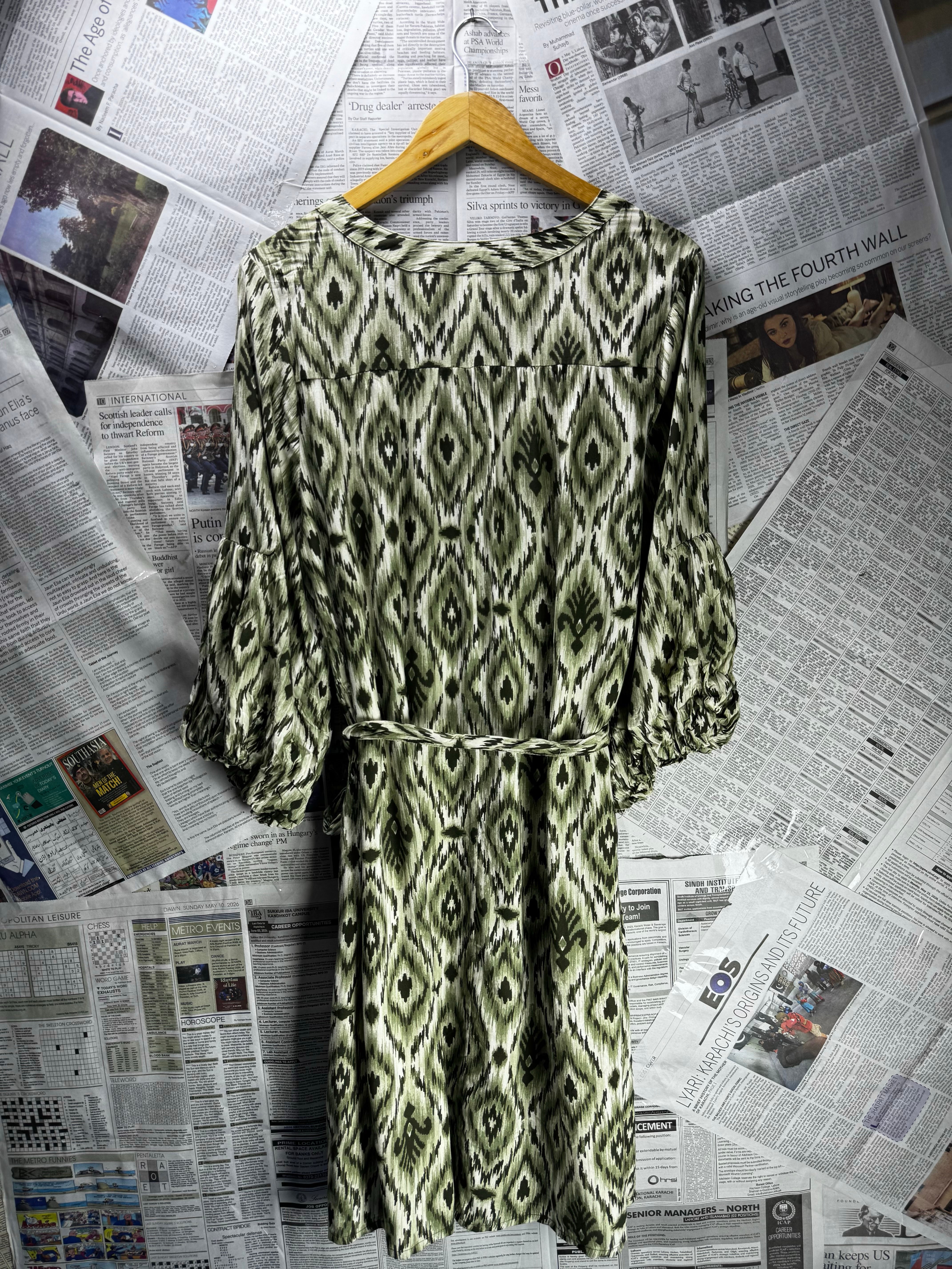 MS mode® XXL | Bust: 25" | Green Geometric | Mini Dress | B2 - 5373 - Genuine Maal