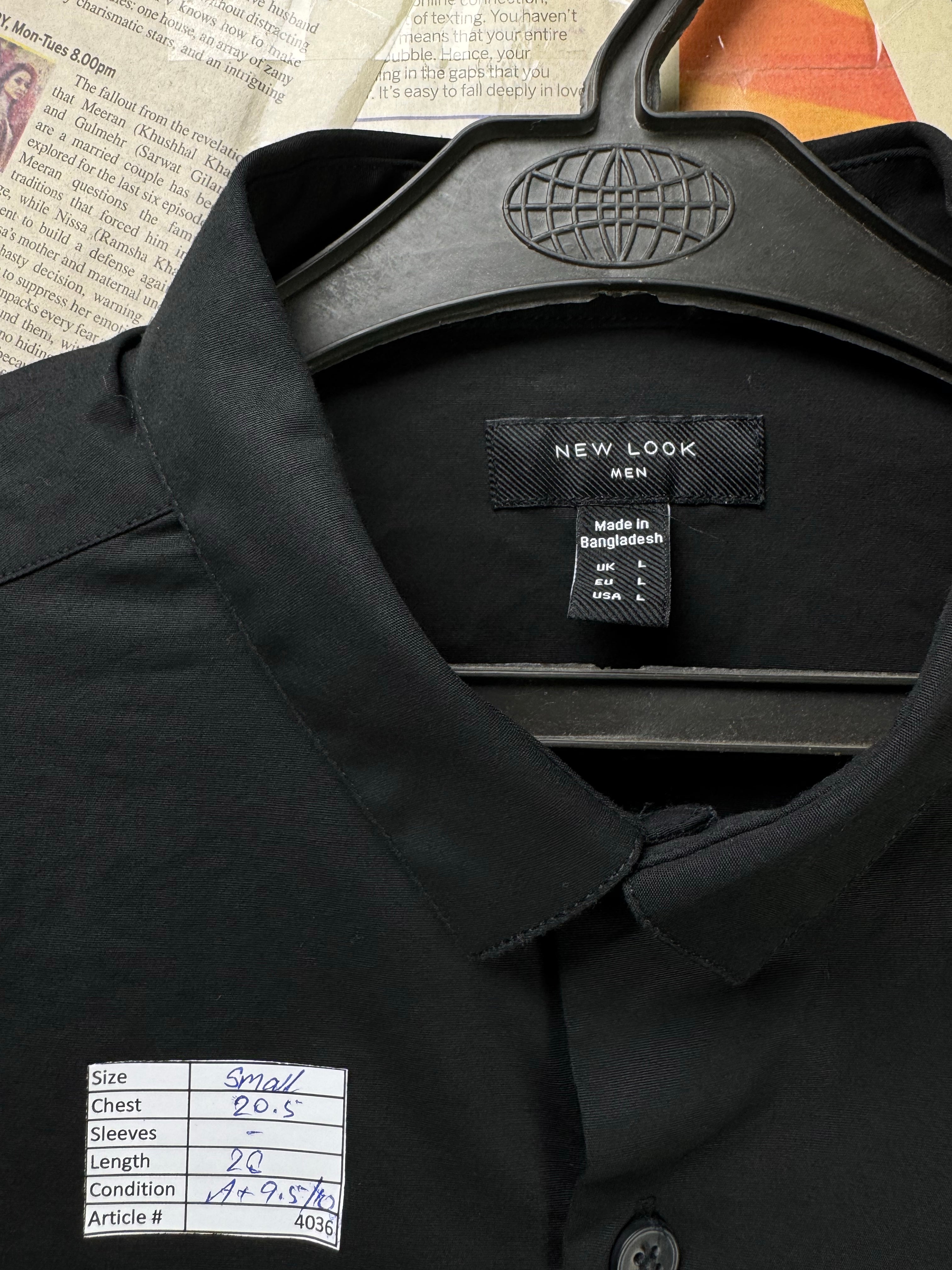 New Look® Small | Chest: 20.5" | Black | Shirt | Cotton - Elastane | 4036 - Genuine Maal