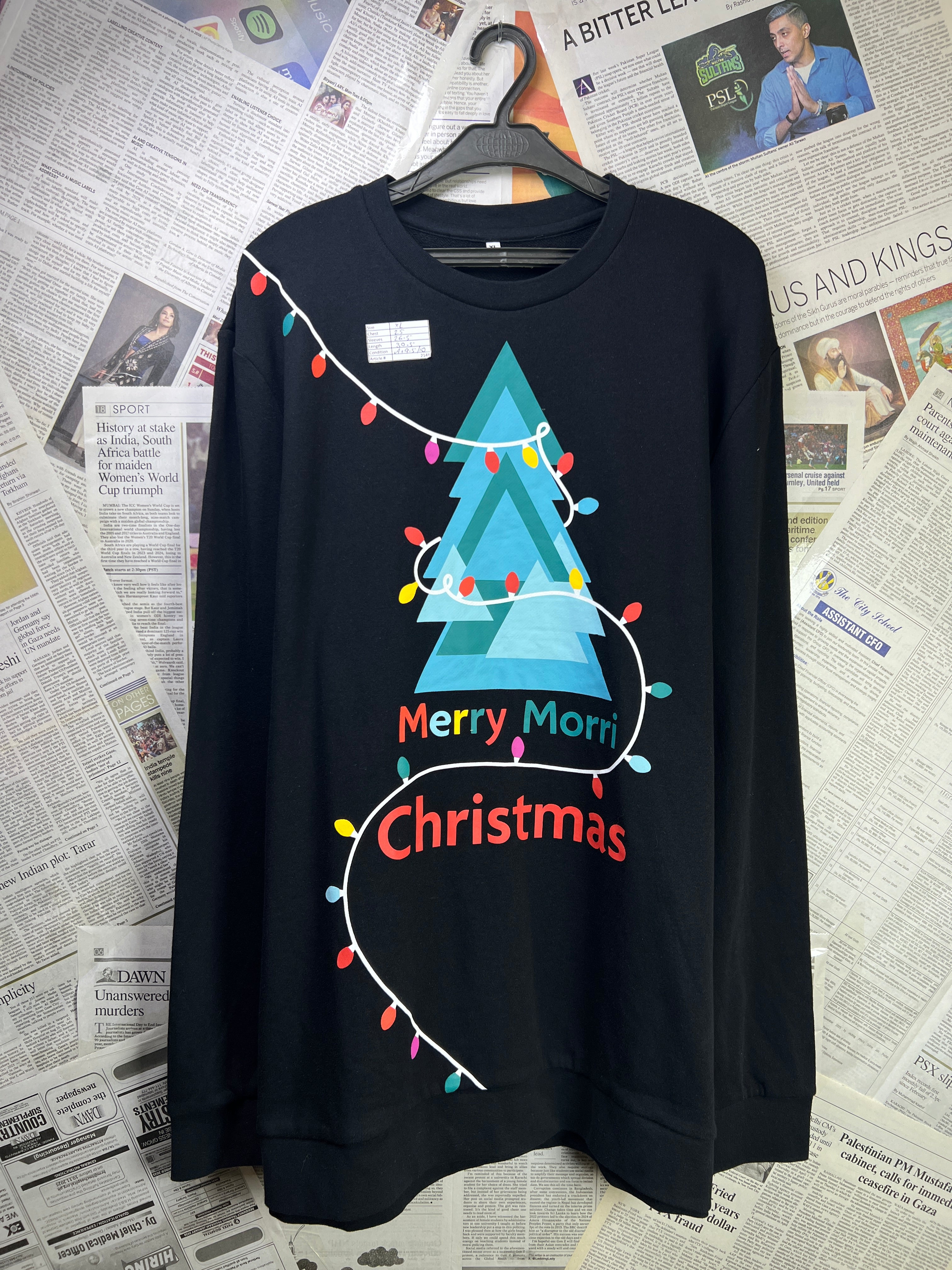 Morrisons® XL | Chest: 25" | Black | Christmas Sweat Shirt | 2148 - Genuine Maal