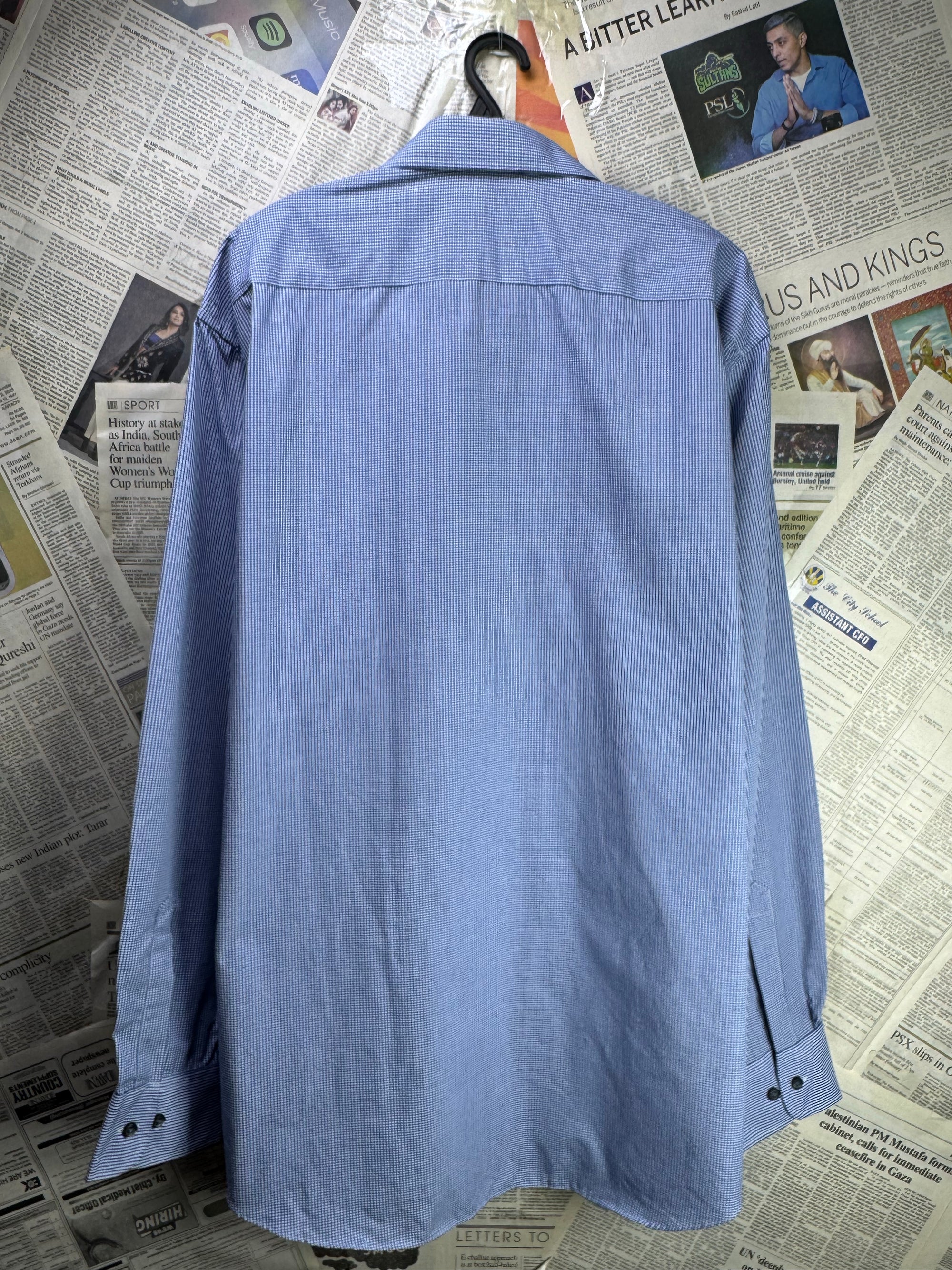 M&S® XXL | Chest: 26.5" | Blue&White Pin Check | Shirt | Poly - Cotton | 4034 - Genuine Maal