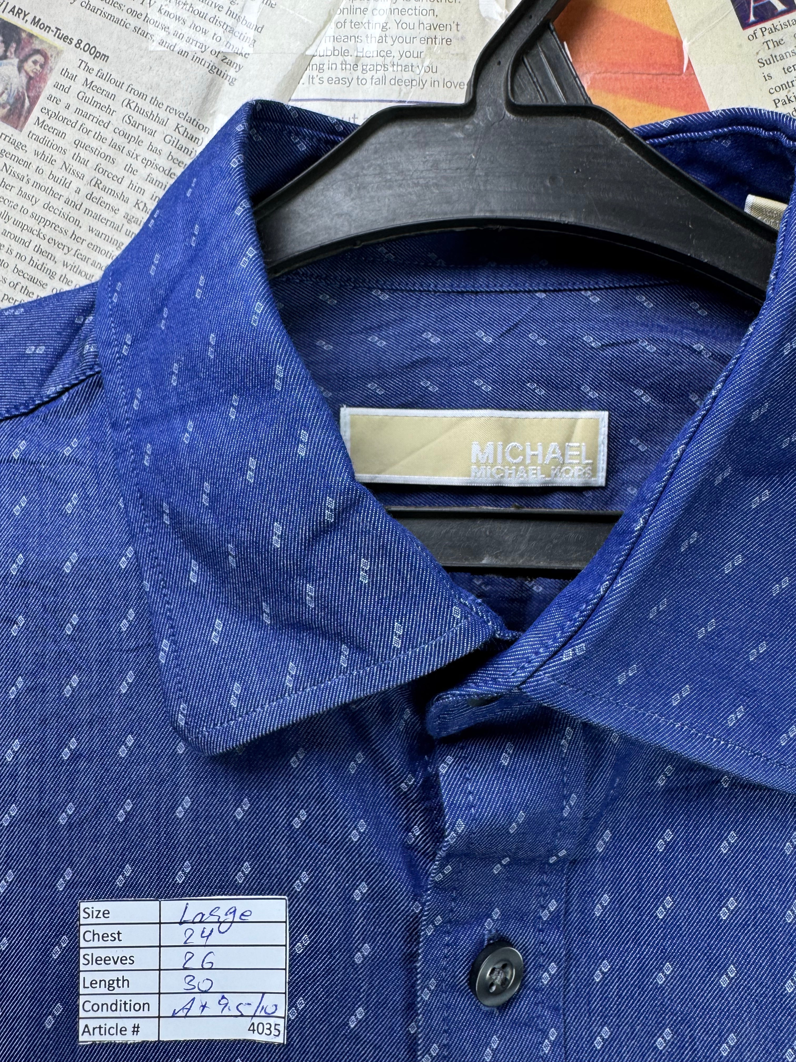 Michael K*rs® Large | Chest: 24" | Blue with Print | Shirt | Cotton | 4035 - Genuine Maal