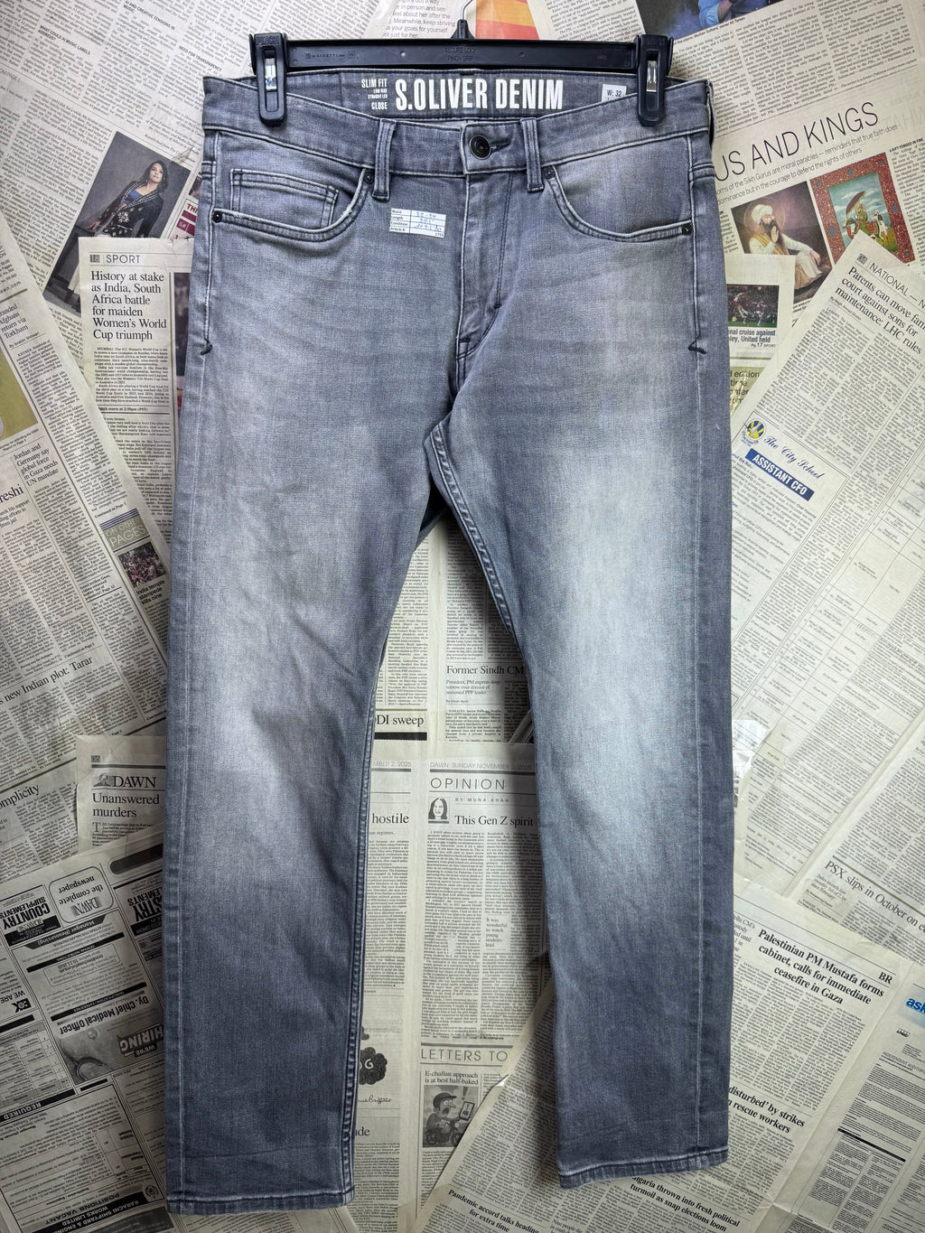 S. Oliver® Waist: 32" to 34" | Grey Stone Wash| Slim Fit Denim Pants | 1391 - Genuine Maal