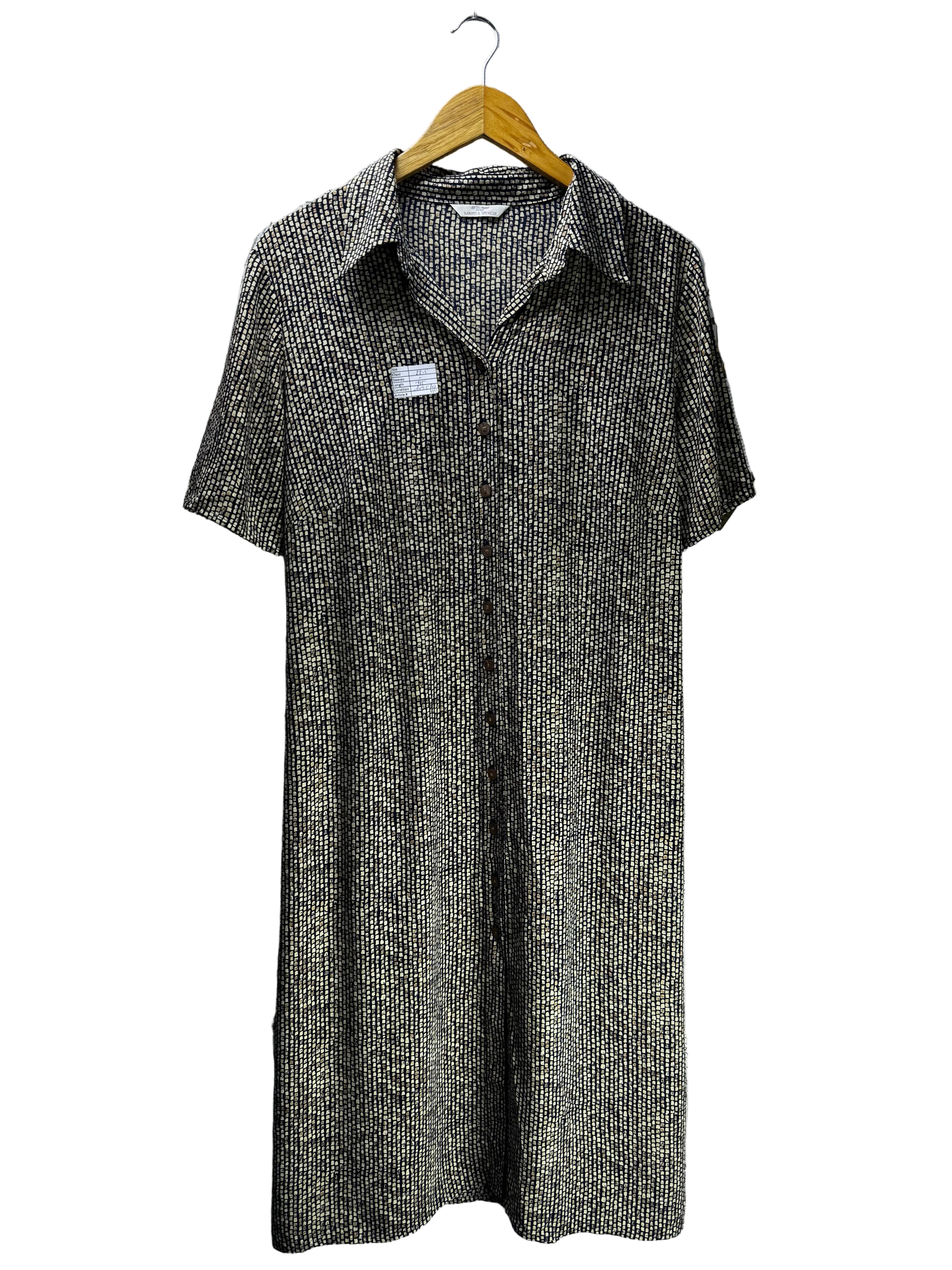 M&S® Large | Bust: 22.5" | Spotted Check | Midi Dress | B2 - 5157 - Genuine Maal