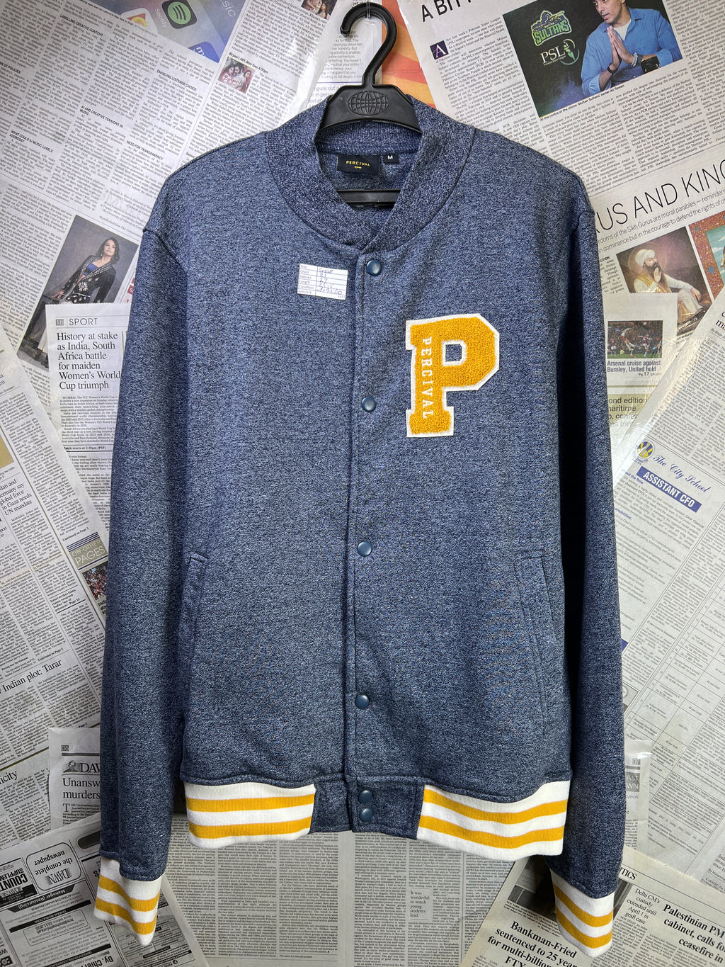 Percival® Small | Chest: 21" | Blue Textured | Varsity Jacket | 2127 - Genuine Maal