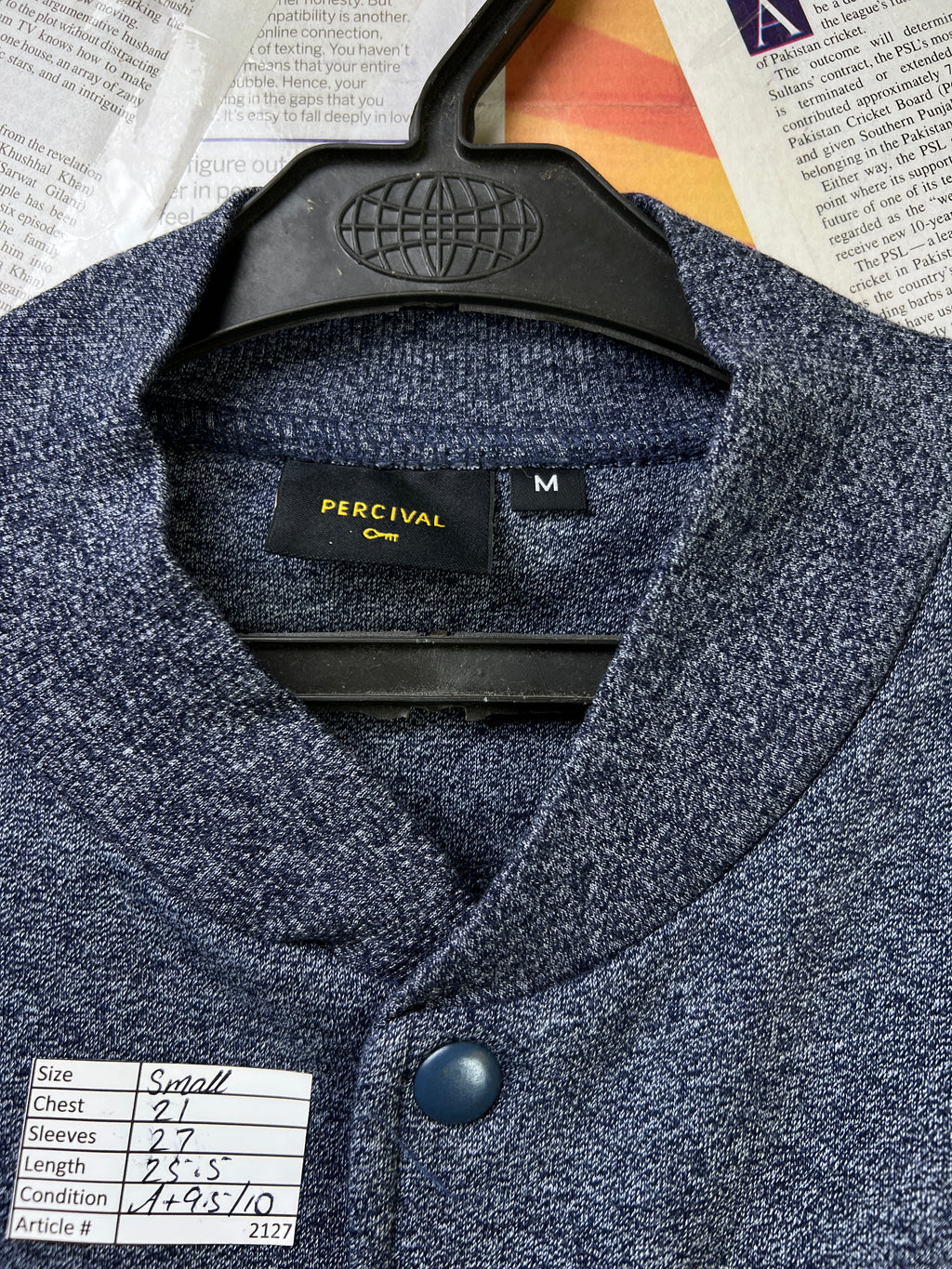 Percival® Small | Chest: 21" | Blue Textured | Varsity Jacket | 2127 - Genuine Maal