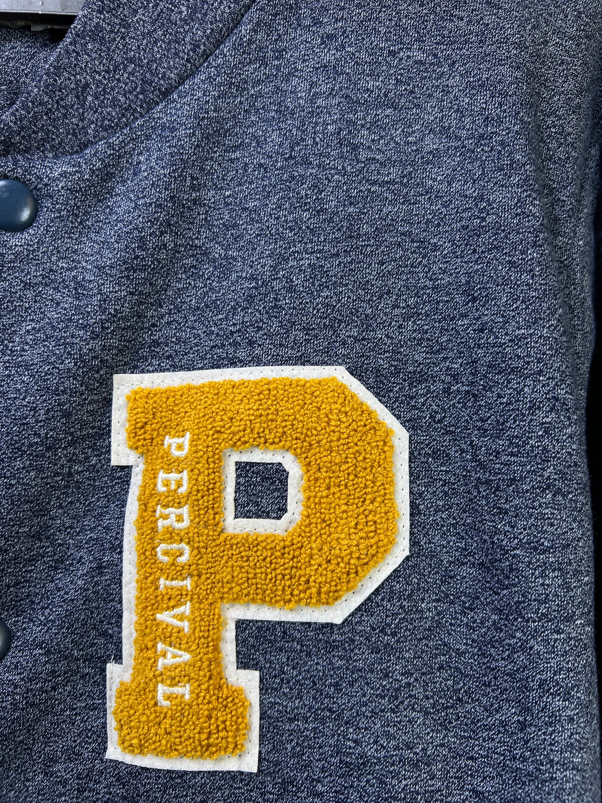 Percival® Small | Chest: 21" | Blue Textured | Varsity Jacket | 2127 - Genuine Maal