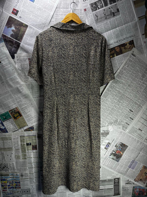 M&S® Large | Bust: 22.5" | Spotted Check | Midi Dress | B2 - 5157 - Genuine Maal