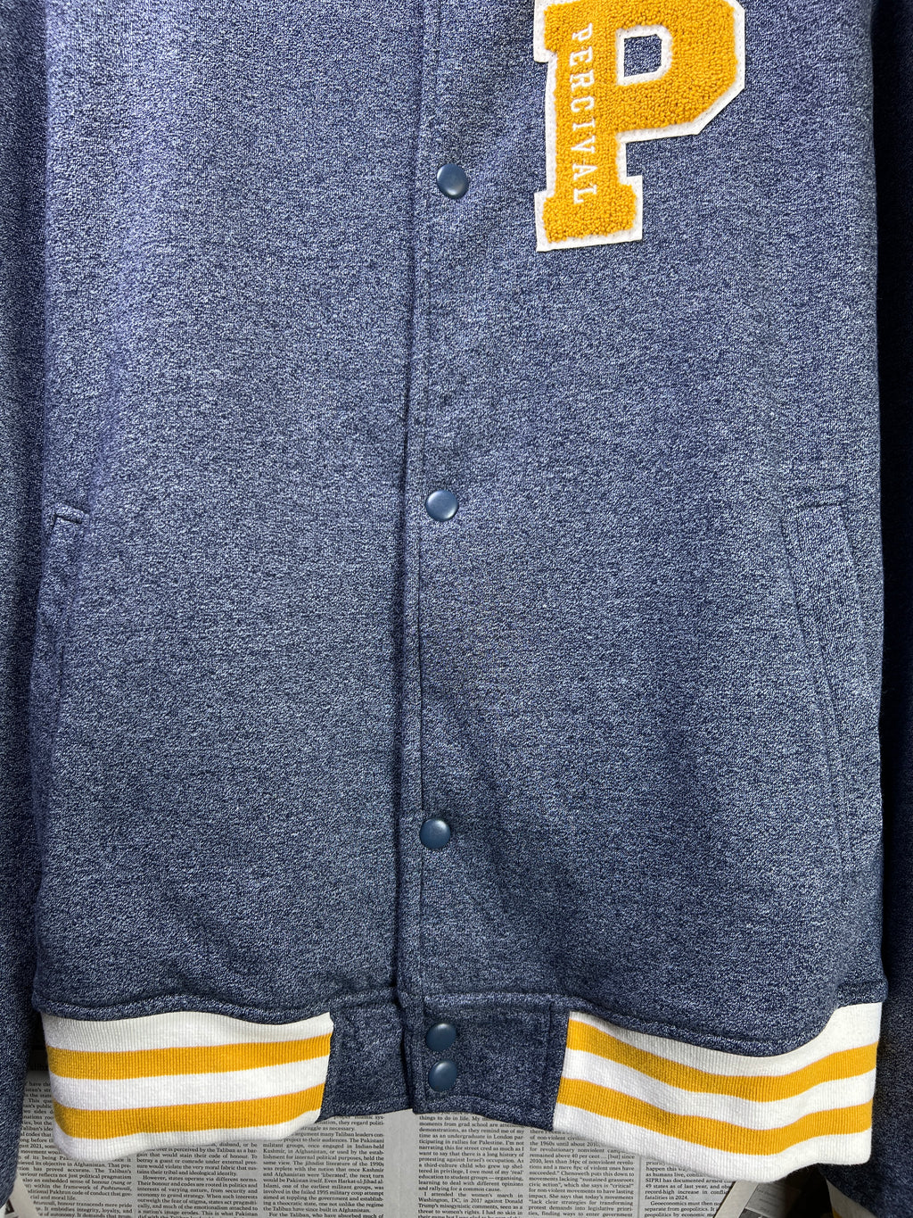 Percival® Small | Chest: 21" | Blue Textured | Varsity Jacket | 2127 - Genuine Maal