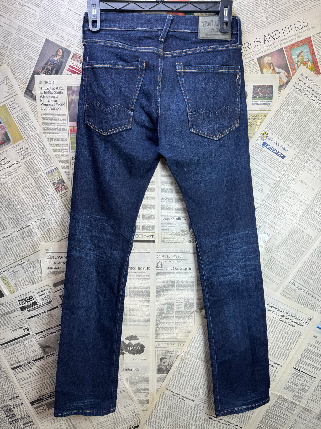 Replay® Waist: 30" | Blue | Slim Fit Denim Pants | Cotton - Elastane | 1388 - Genuine Maal