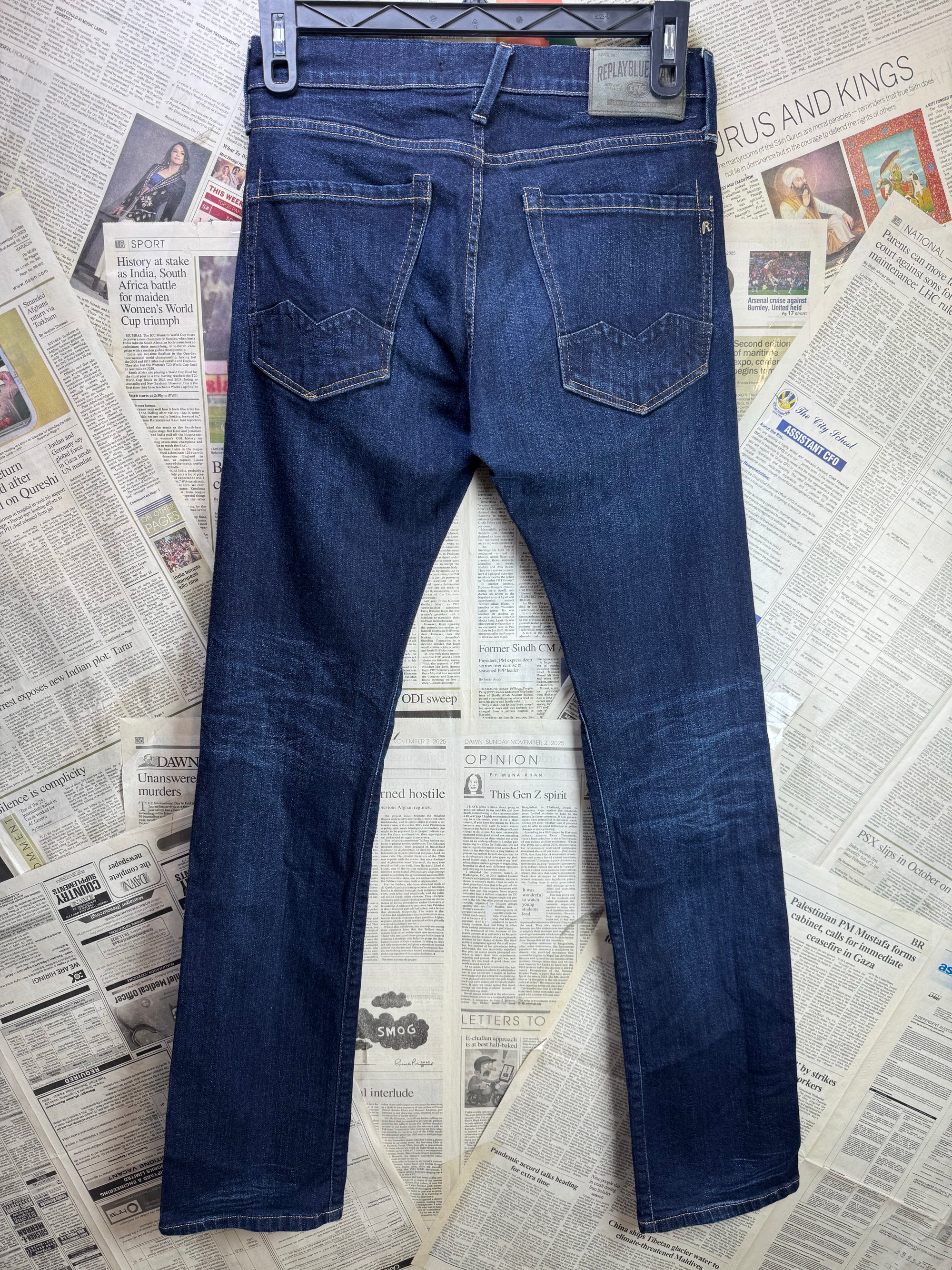 Replay® Waist: 30" | Blue | Slim Fit Denim Pants | Cotton - Elastane | 1388 - Genuine Maal