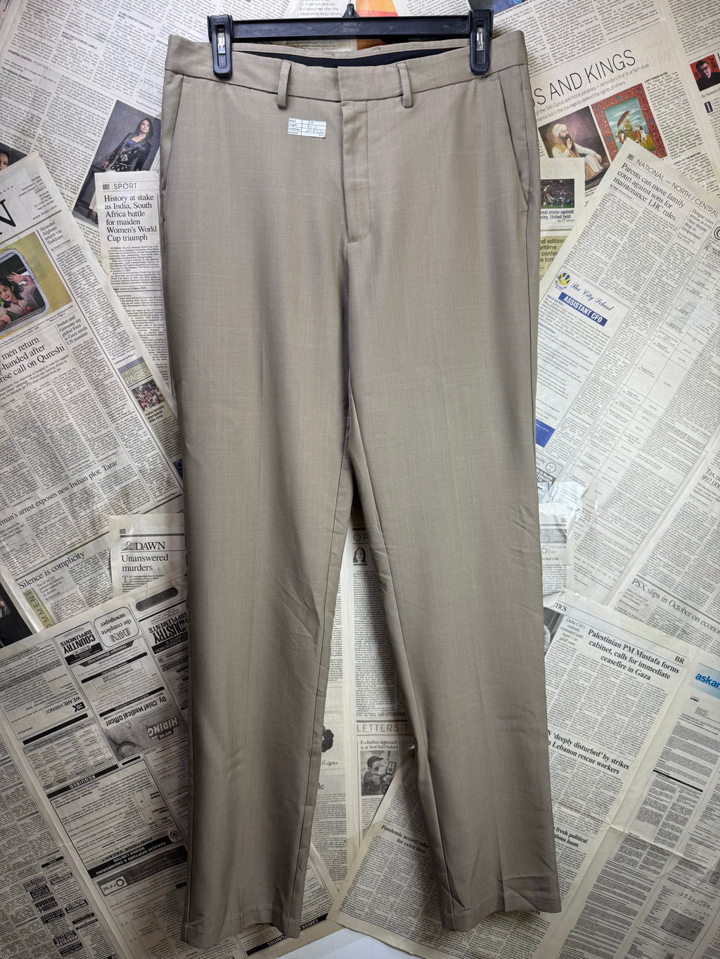 Kenneth Kole® Waist: 34" | Beige | Slim Fit Performance Pants | Poly | 1380 - Genuine Maal