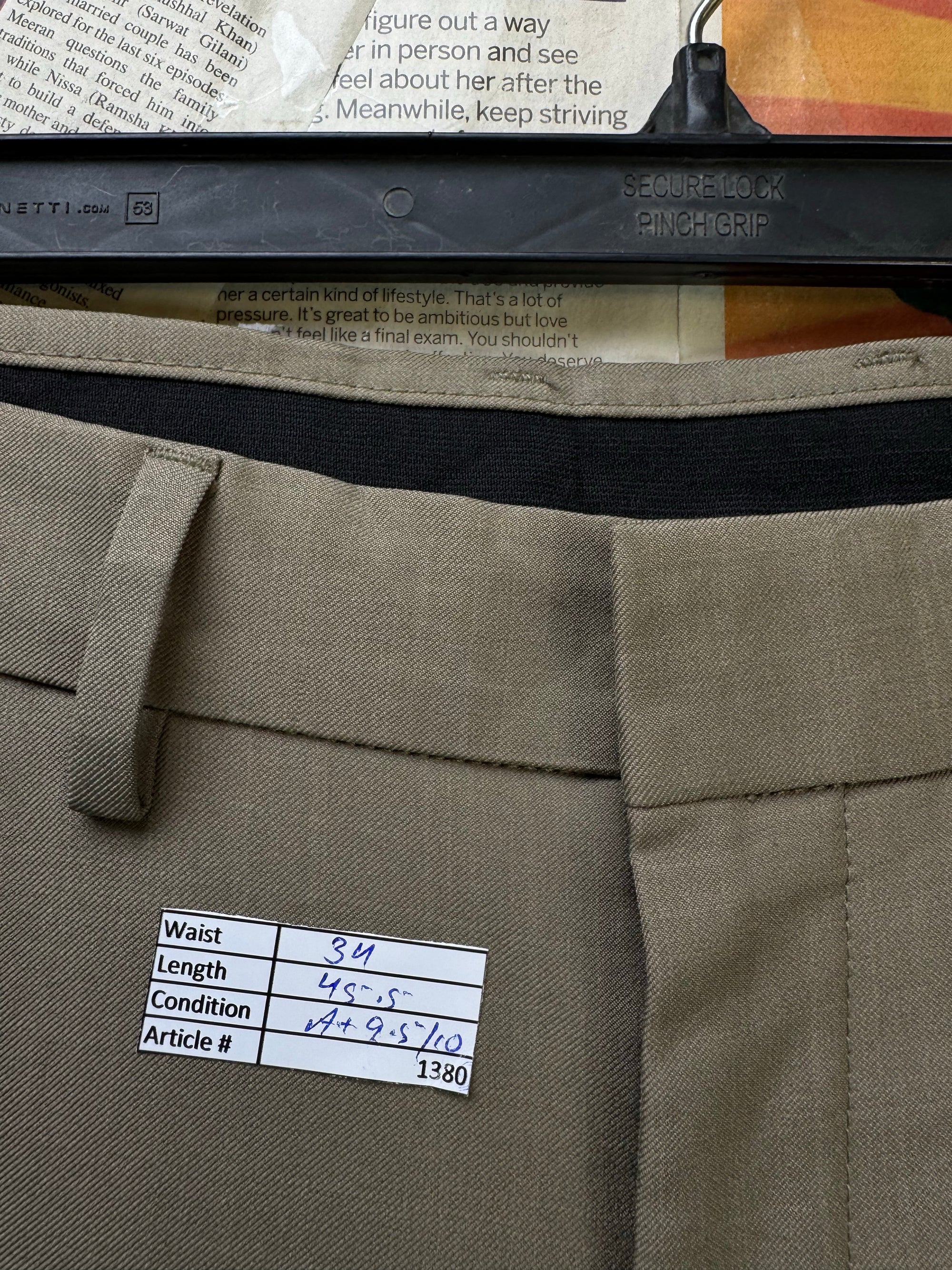 Kenneth Kole® Waist: 34" | Beige | Slim Fit Performance Pants | Poly | 1380 - Genuine Maal