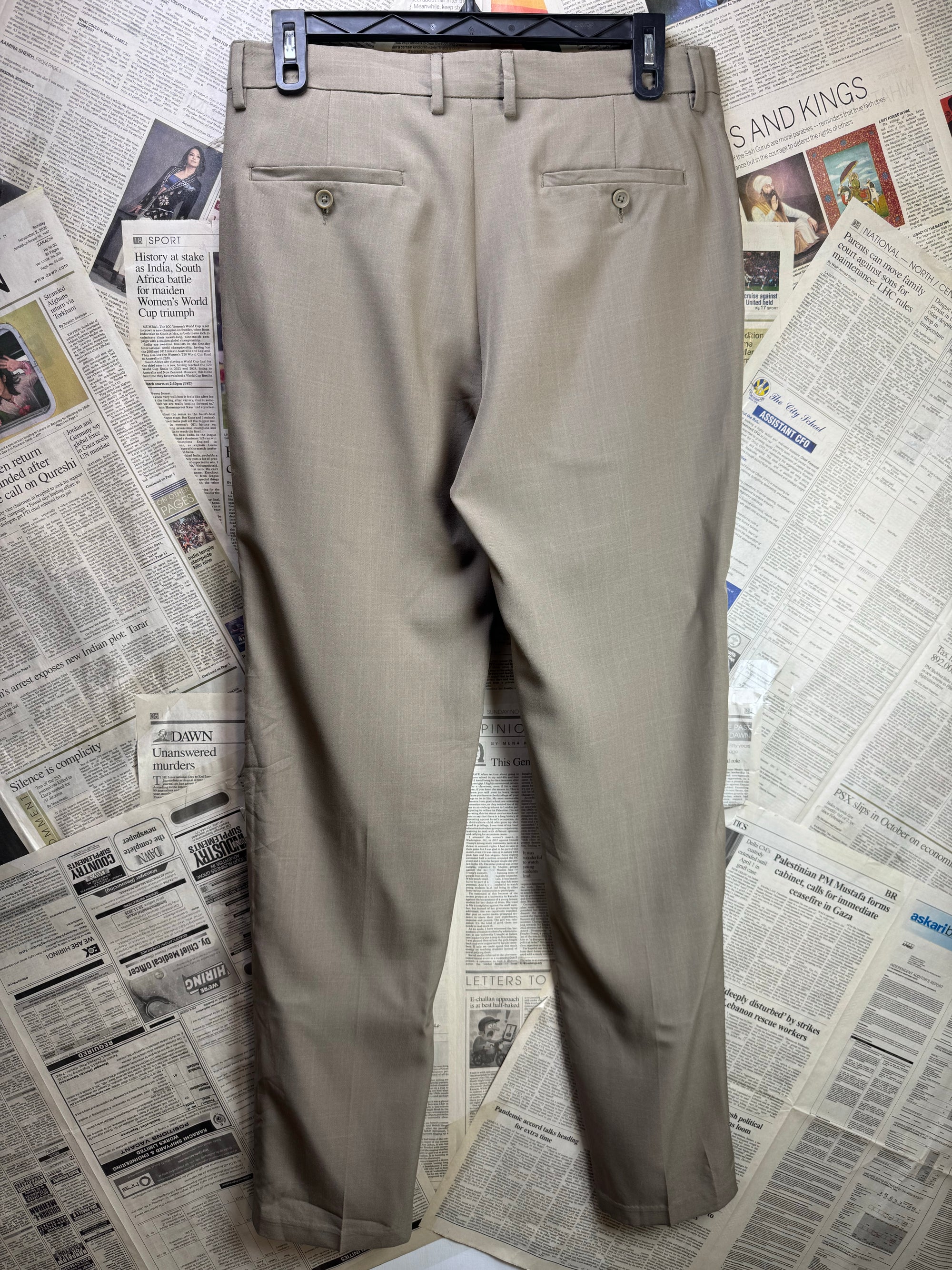 Kenneth Kole® Waist: 34" | Beige | Slim Fit Performance Pants | Poly | 1380 - Genuine Maal
