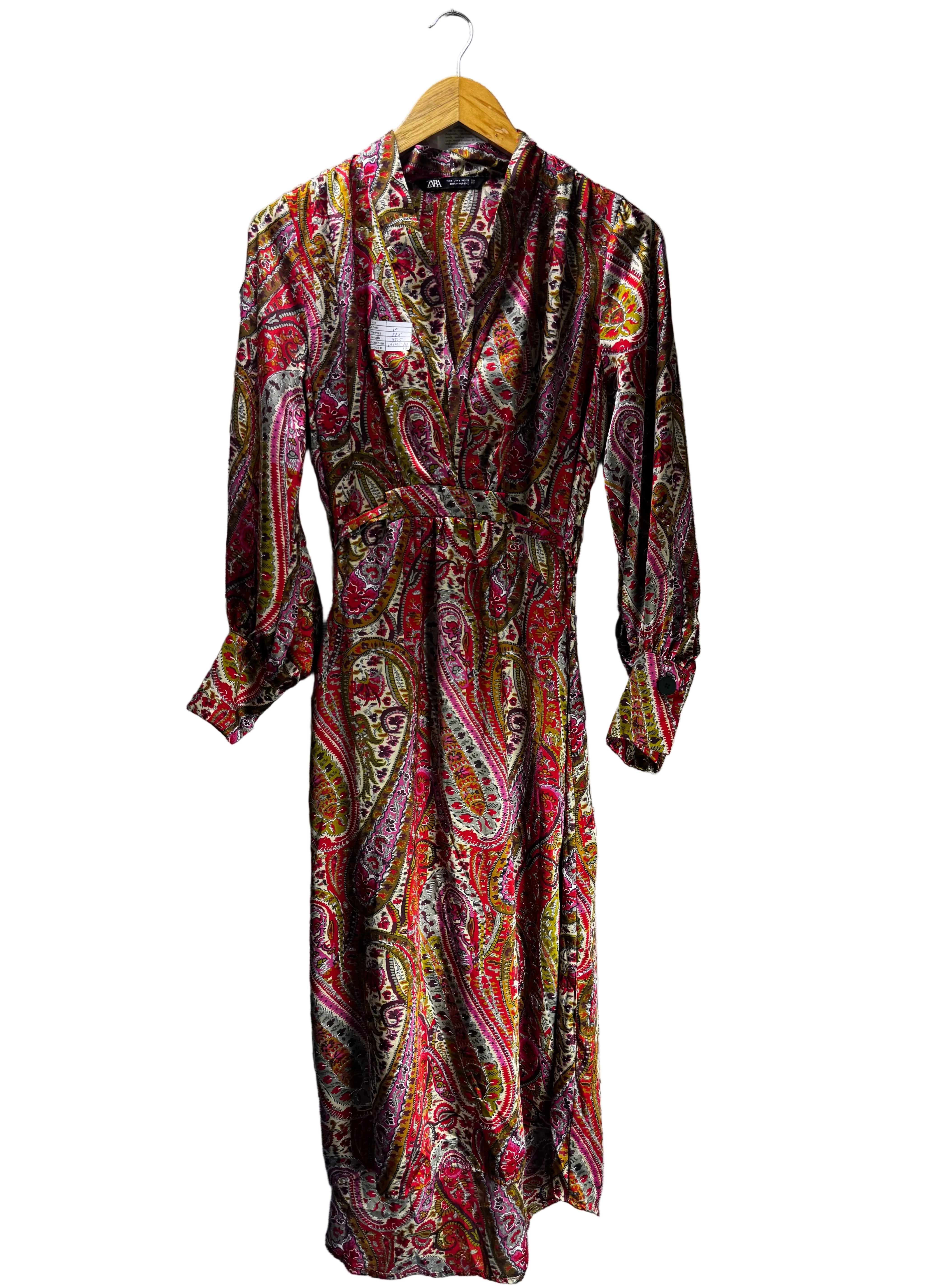 Zara® Medium | Bust: 19" | Satin - Effect | Midi Dress | B2 - 5183 - Genuine Maal
