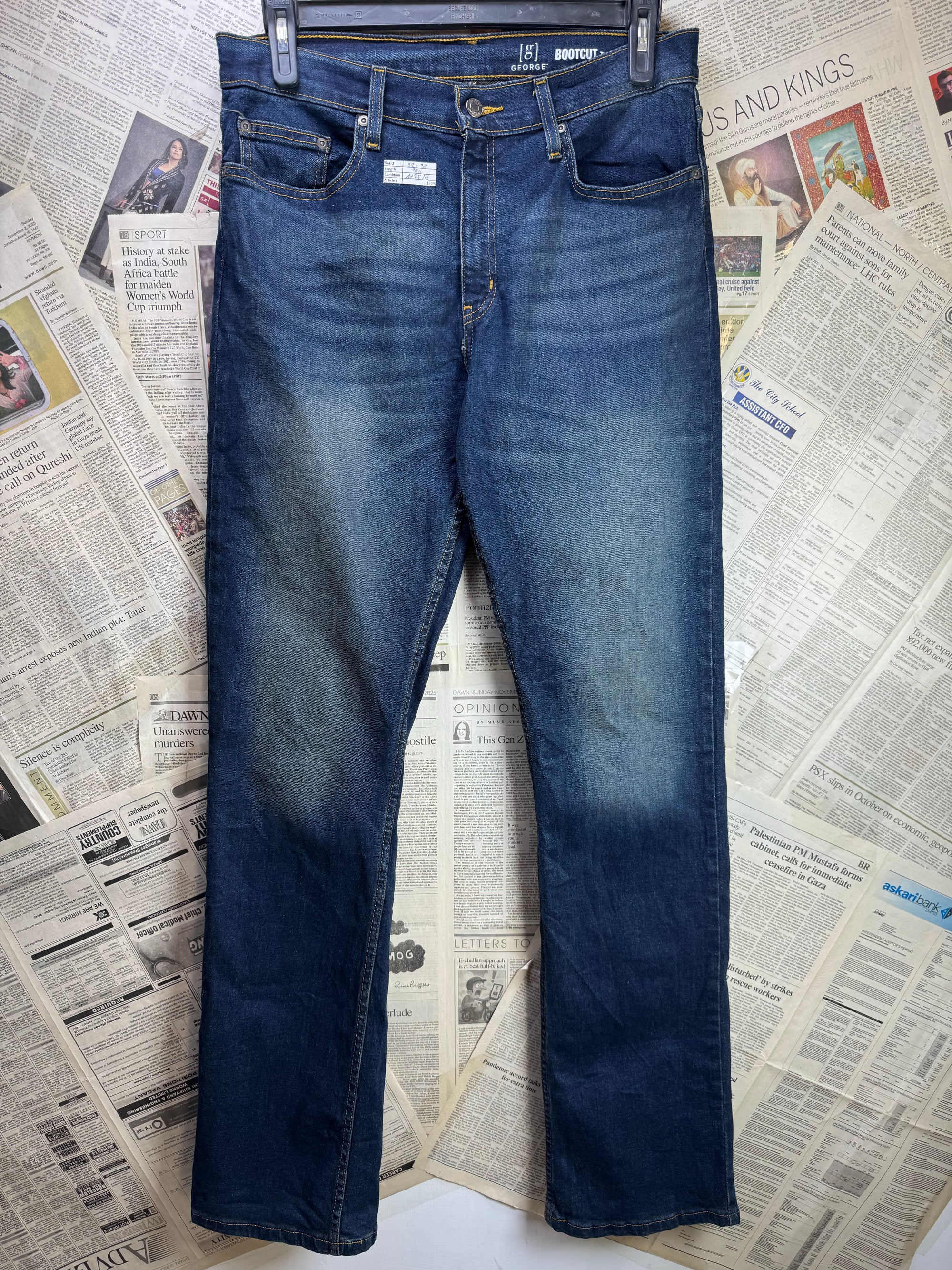 George® Waist: 32" to 34" | Blue | Bootcut Denim Pants | Cotton - Poly - Elastane | 1384 - Genuine Maal