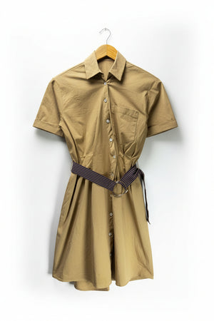 Mango® XS | Bust: 17" | Brown | Mini Dress with Belt | B2 - 5142 - Genuine Maal