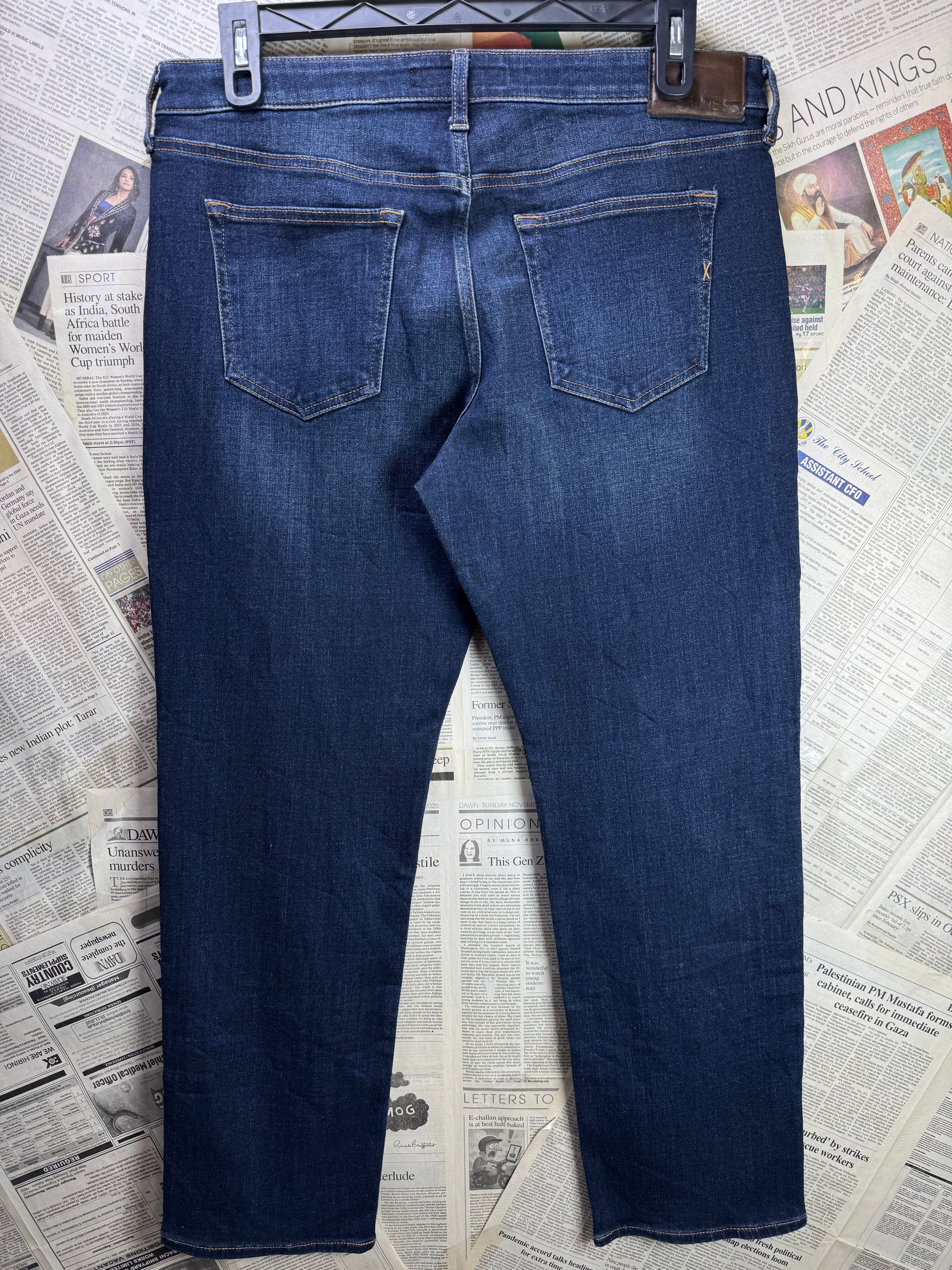 Express® Waist: 34" to 36" | Blue | Regular Fit Denim Pants | Cotton - Poly - Spandex | 1382 - Genuine Maal