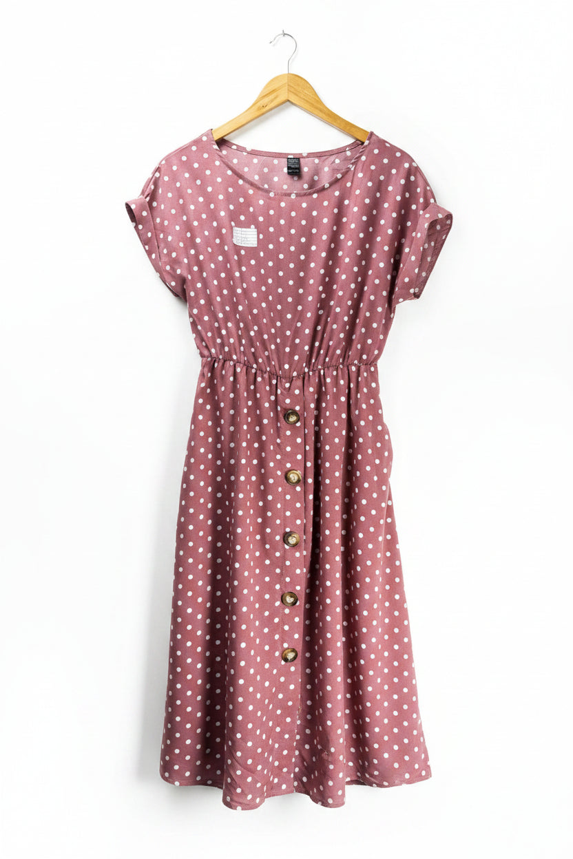 Emery Rose® Small | Bust: 18" | Polka Dot | Midi Dress | B2 - 5153 - Genuine Maal