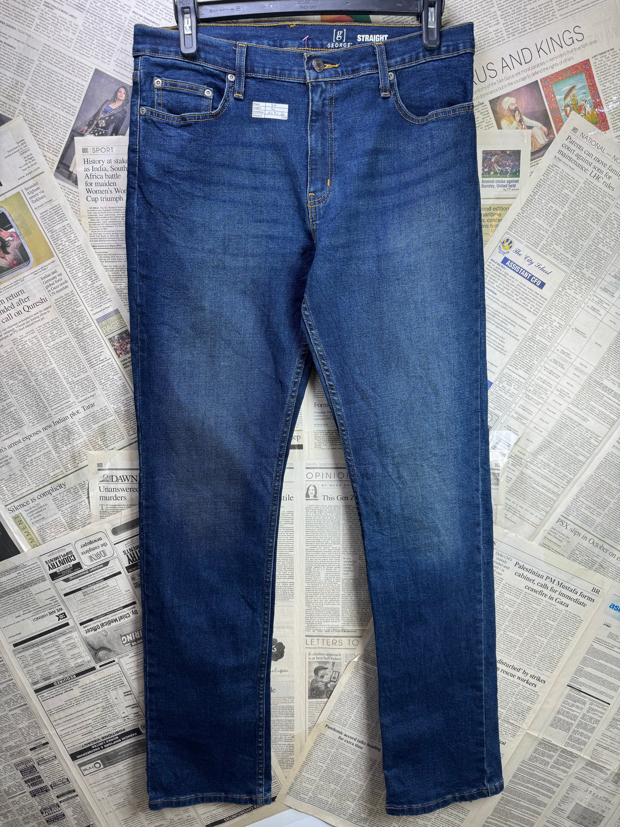 George® Waist: 34" | Blue | Straight Fit Denim Pants | Cotton - Poly - Elastane | 1390 - Genuine Maal