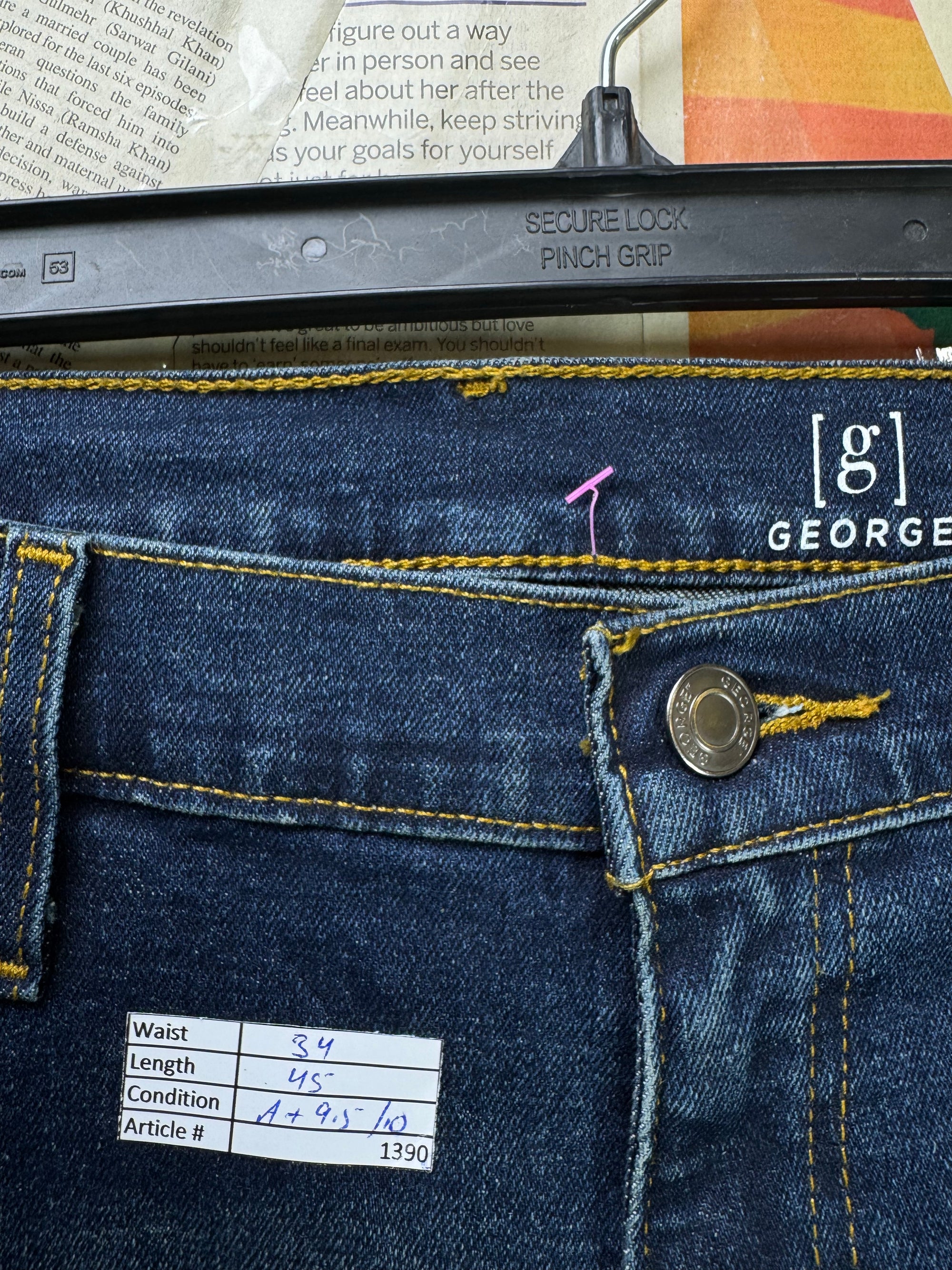 George® Waist: 34" | Blue | Straight Fit Denim Pants | Cotton - Poly - Elastane | 1390 - Genuine Maal