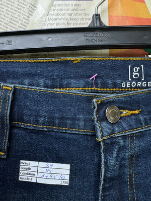 George® Waist: 34" | Blue | Straight Fit Denim Pants | Cotton - Poly - Elastane | 1390 - Genuine Maal