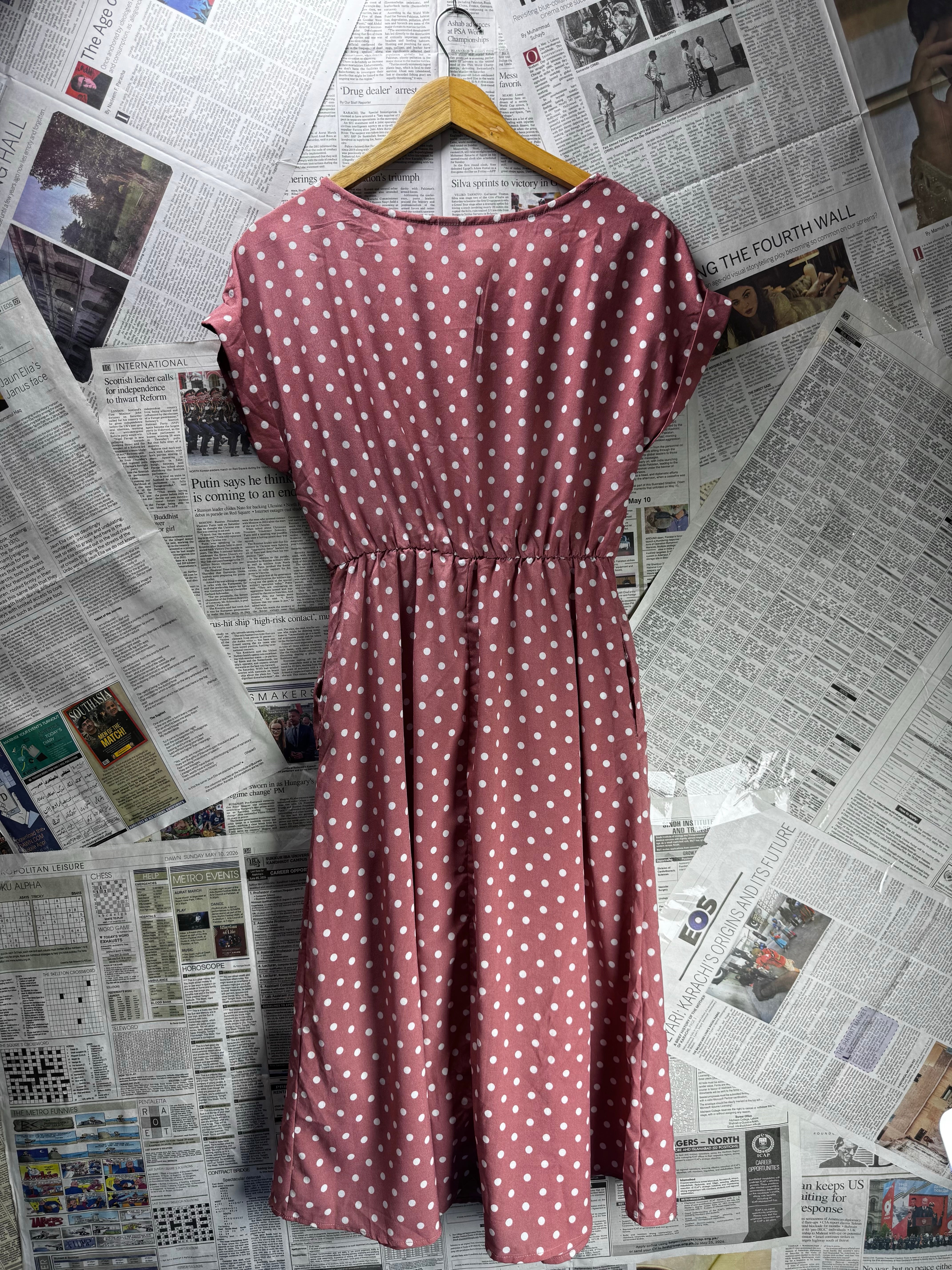 Emery Rose® Small | Bust: 18" | Polka Dot | Midi Dress | B2 - 5153 - Genuine Maal
