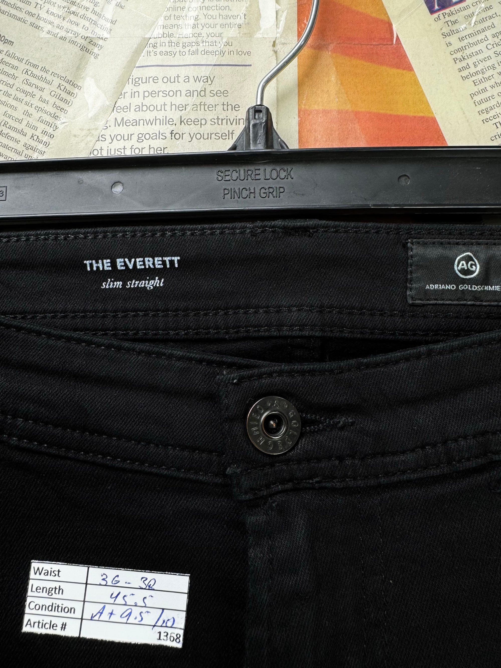 Andriano Goldschmeid® Waist: 36" to 38" | Black | Slim Straight Fit Denim Pants | Cotton - Elastane | 1368 - Genuine Maal