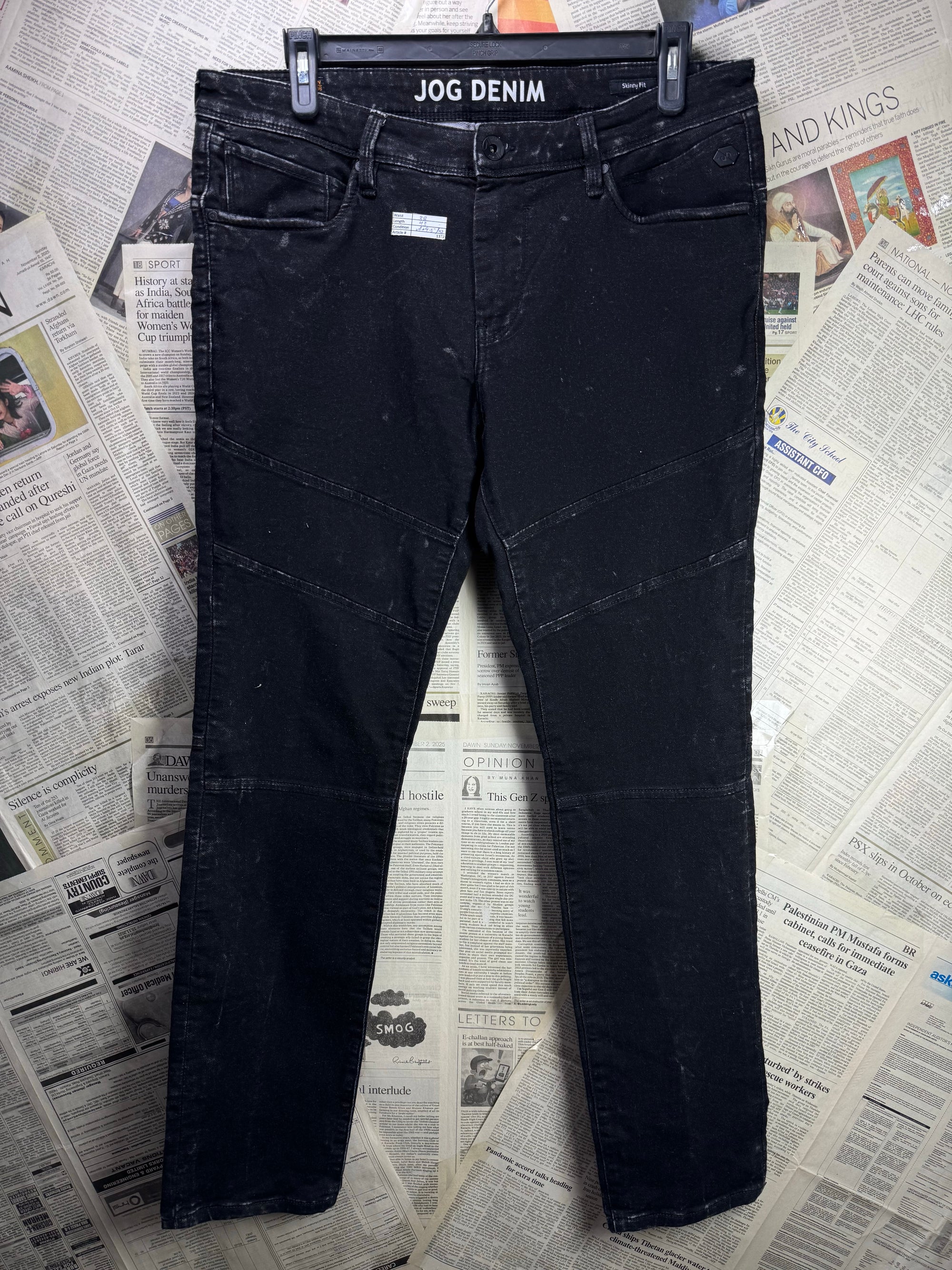 Angelo Litrico® Waist: 38" | Black | Distressed Skinny Fit Denim Pants | Cotton - Poly - Elastane | 1372 - Genuine Maal