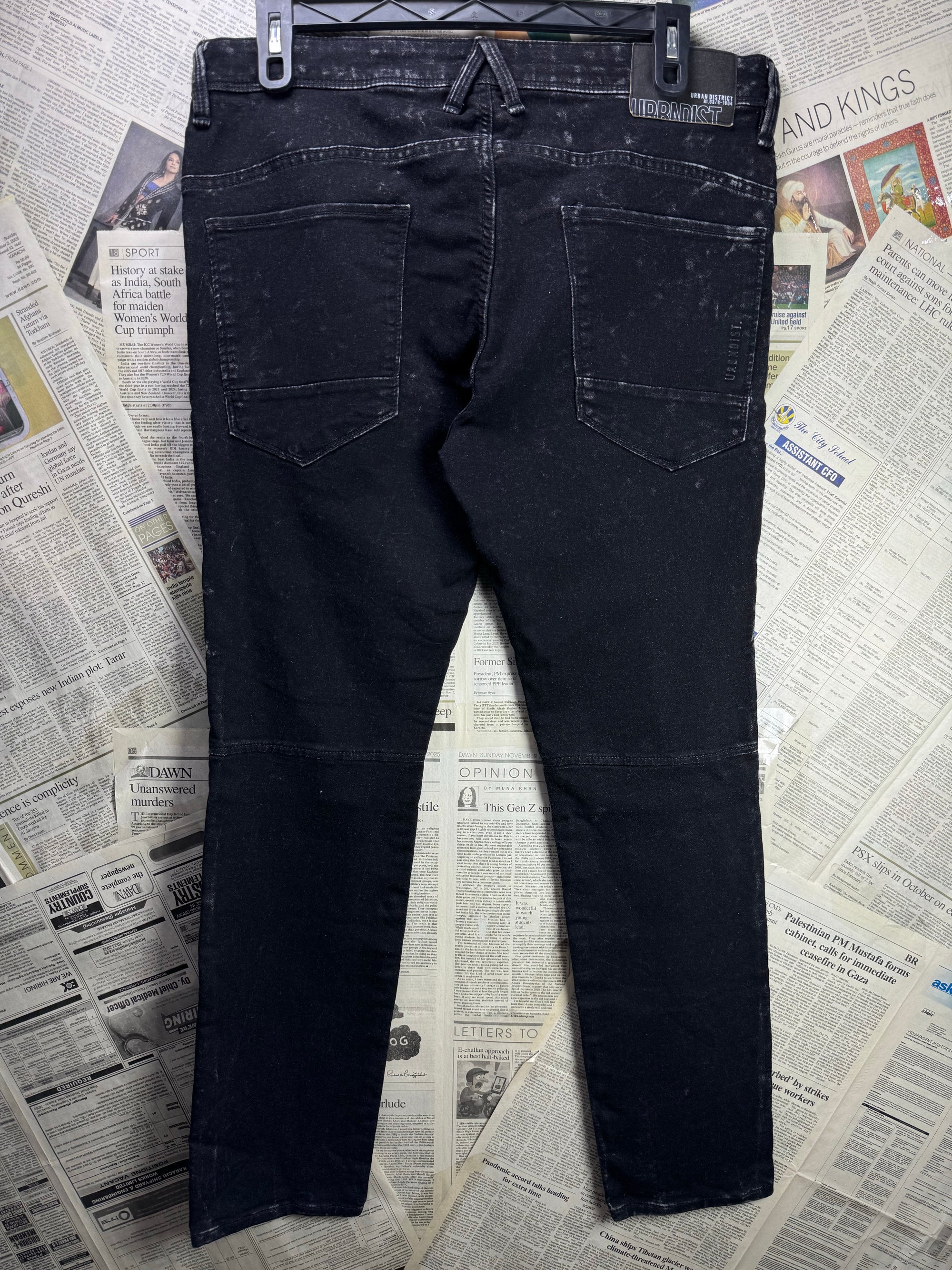 Angelo Litrico® Waist: 38" | Black | Distressed Skinny Fit Denim Pants | Cotton - Poly - Elastane | 1372 - Genuine Maal