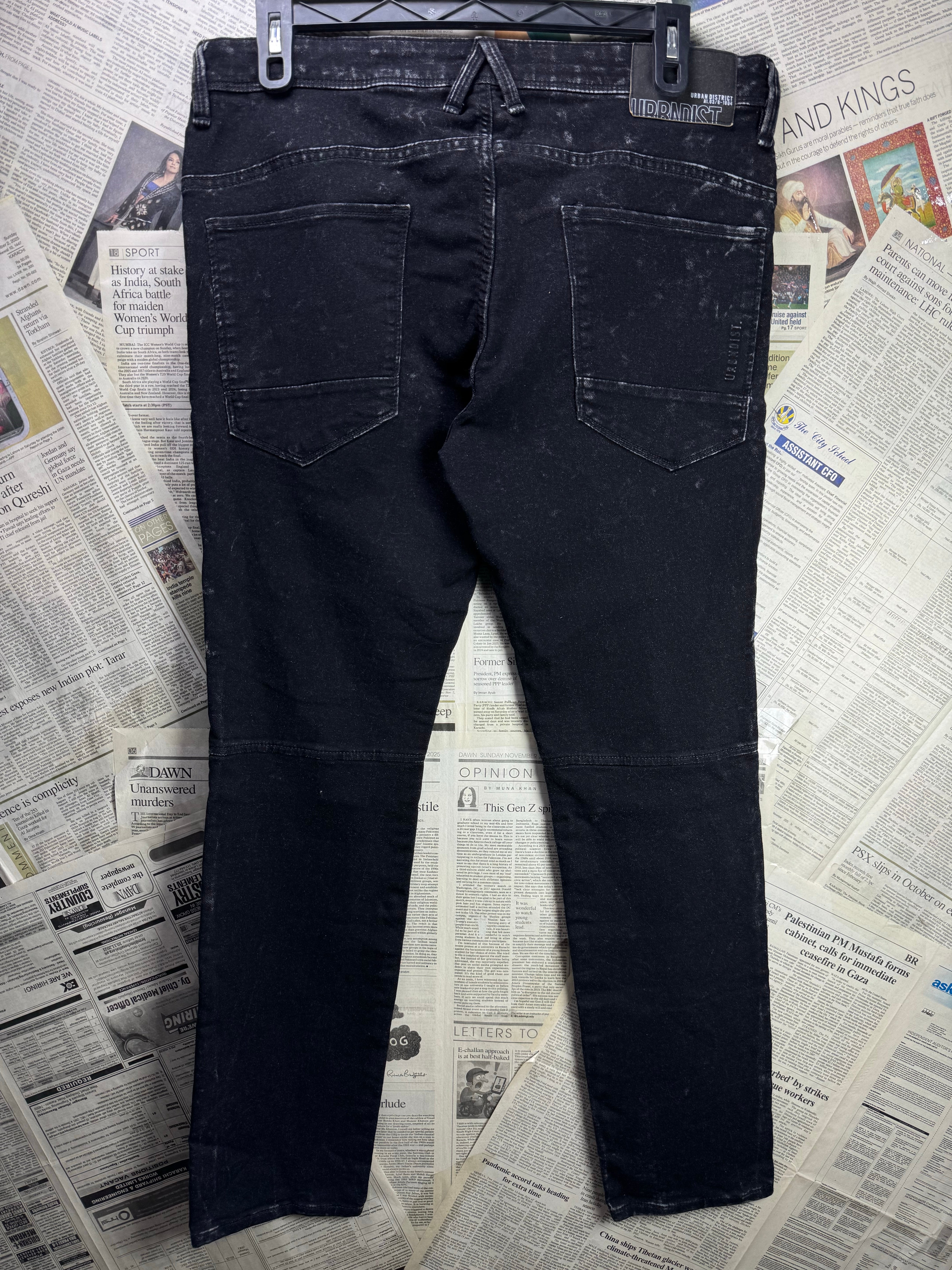 Angelo Litrico® Waist: 38" | Black | Distressed Skinny Fit Denim Pants | Cotton - Poly - Elastane | 1372 - Genuine Maal