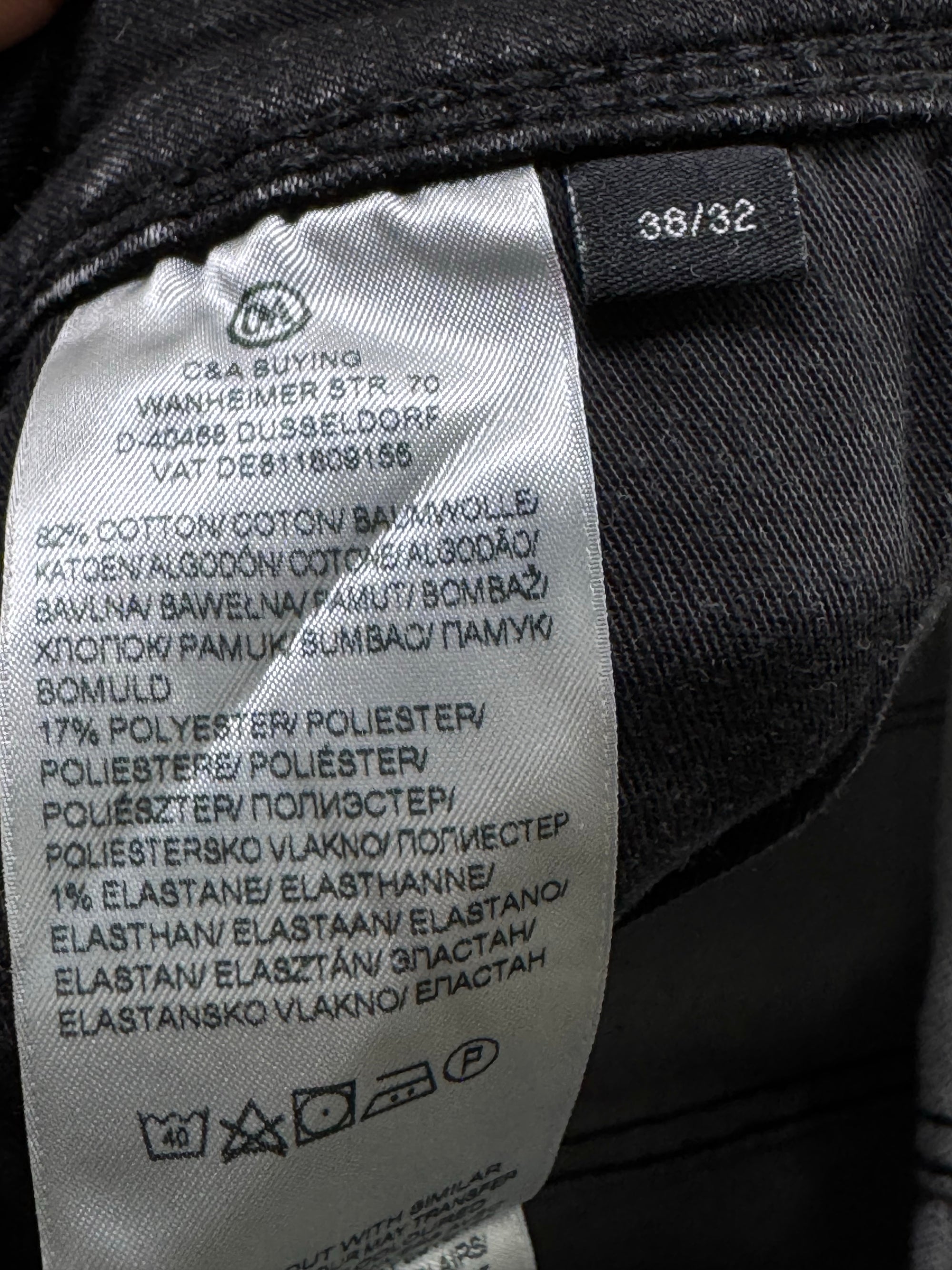 Angelo Litrico® Waist: 38" | Black | Distressed Skinny Fit Denim Pants | Cotton - Poly - Elastane | 1372 - Genuine Maal