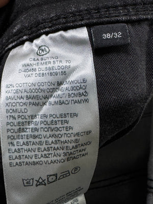 Angelo Litrico® Waist: 38" | Black | Distressed Skinny Fit Denim Pants | Cotton - Poly - Elastane | 1372 - Genuine Maal