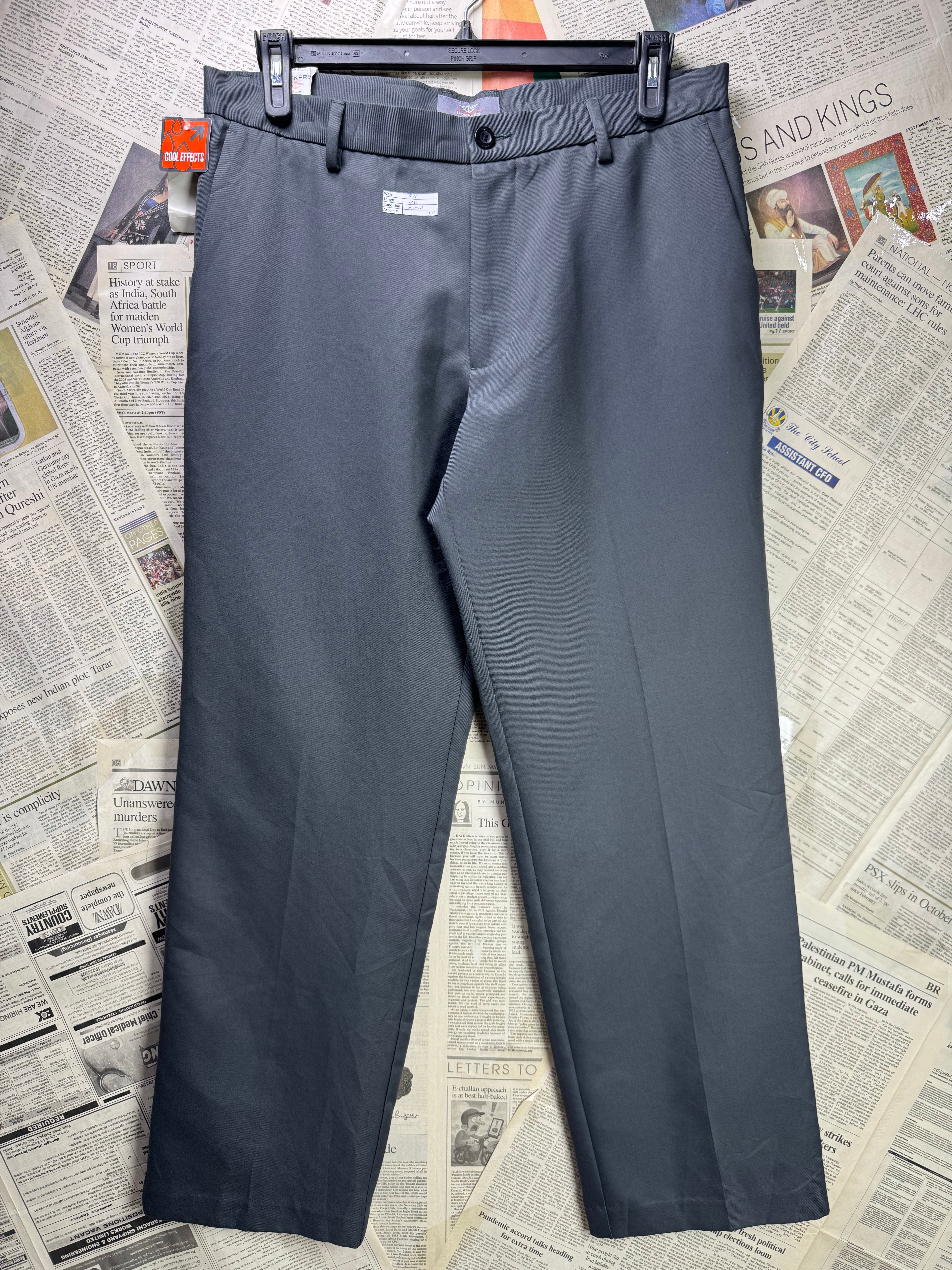 D*ckers® Waist: 34" | Grey | Straight Fit Dress Pants | Poly | 1371 - Genuine Maal