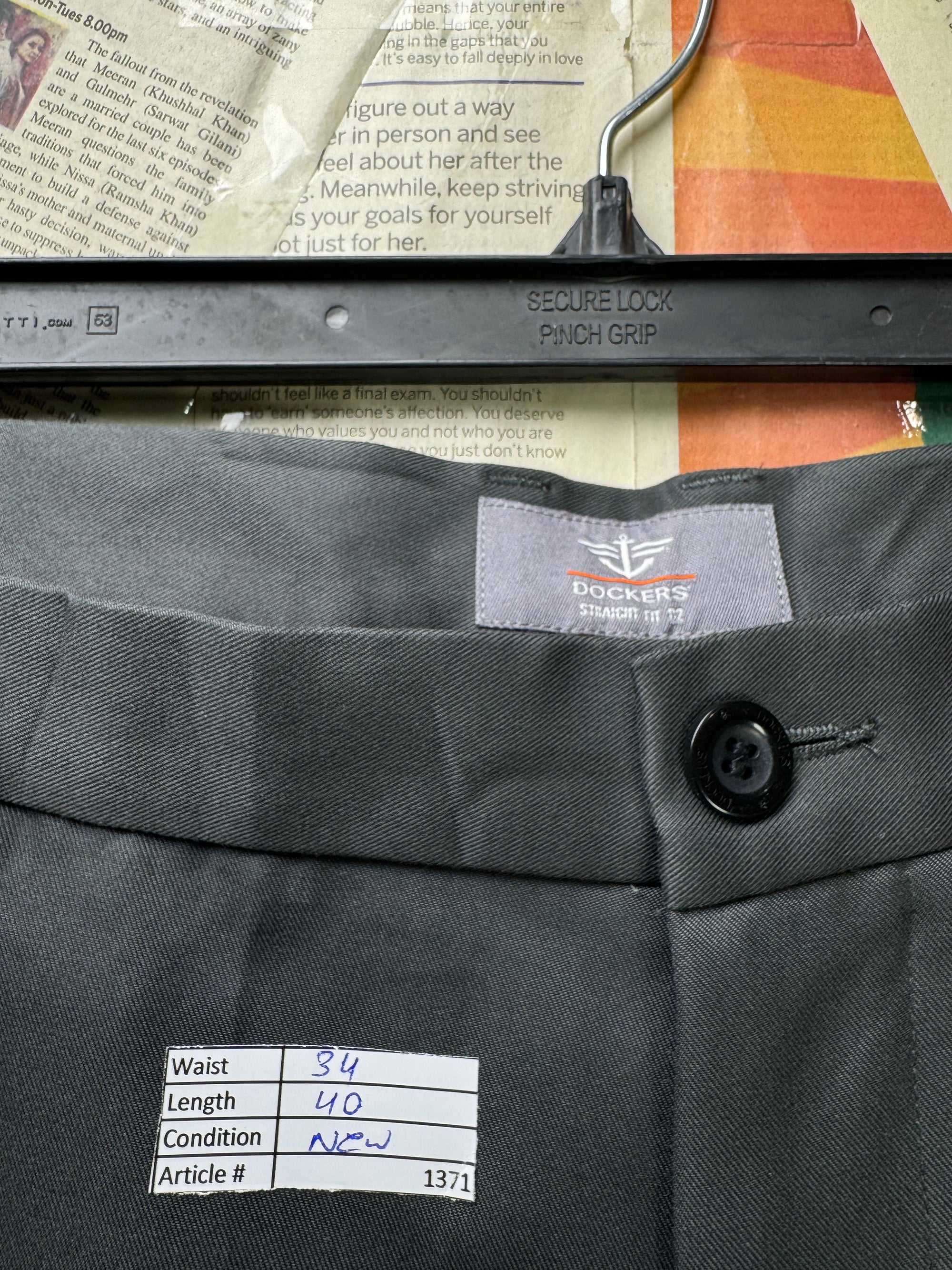 D*ckers® Waist: 34" | Grey | Straight Fit Dress Pants | Poly | 1371 - Genuine Maal