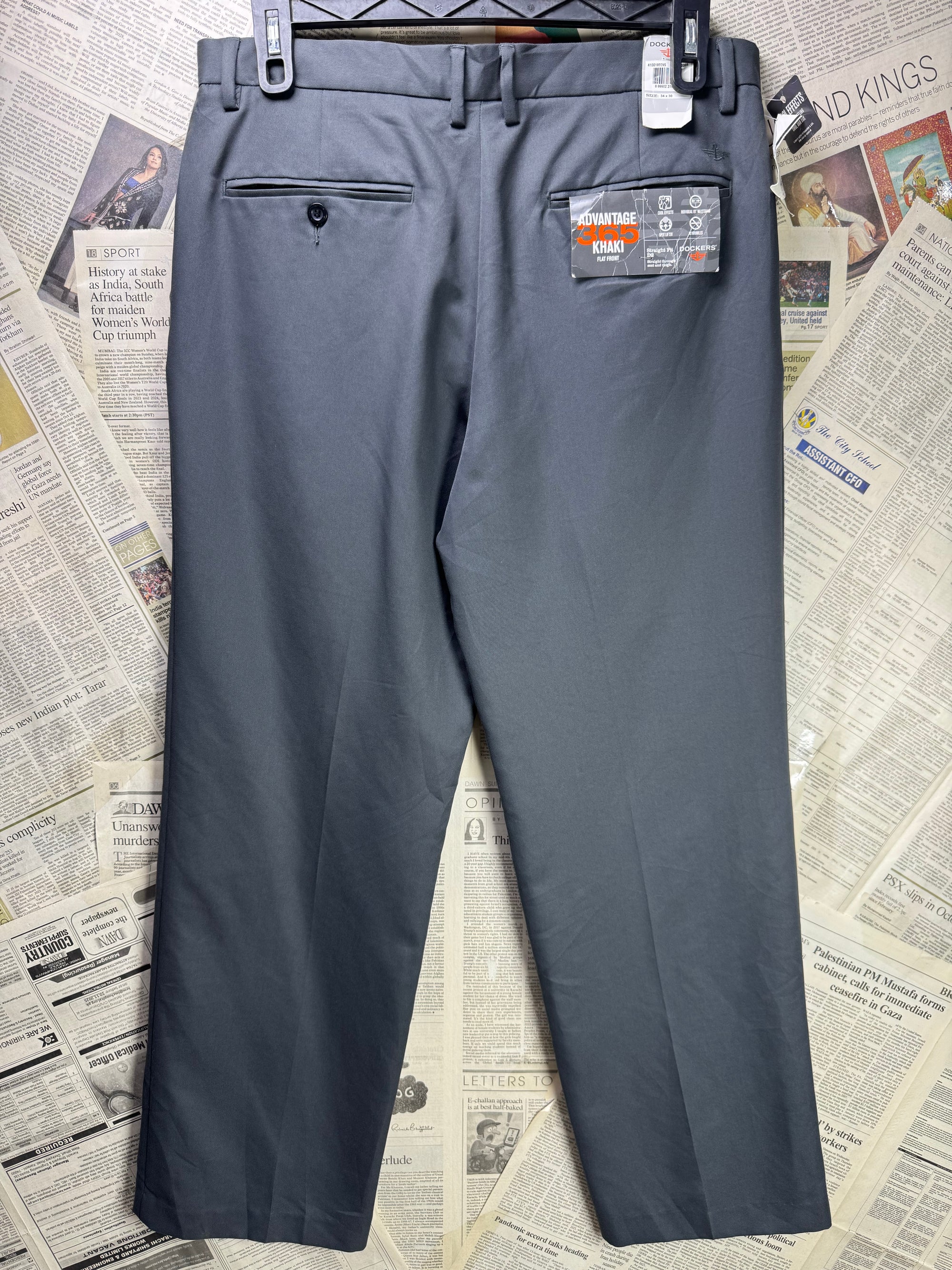 D*ckers® Waist: 34" | Grey | Straight Fit Dress Pants | Poly | 1371 - Genuine Maal