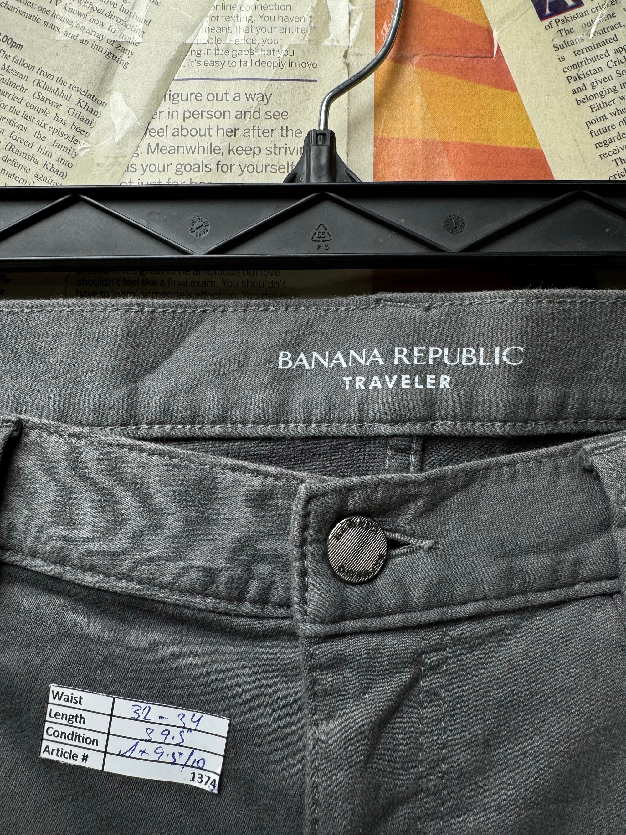 Banana Republic® Waist: 32" to 34" | Asphalt | Slim Fit Denim Pants | Cotton - Poly - Spandex | 1374 - Genuine Maal