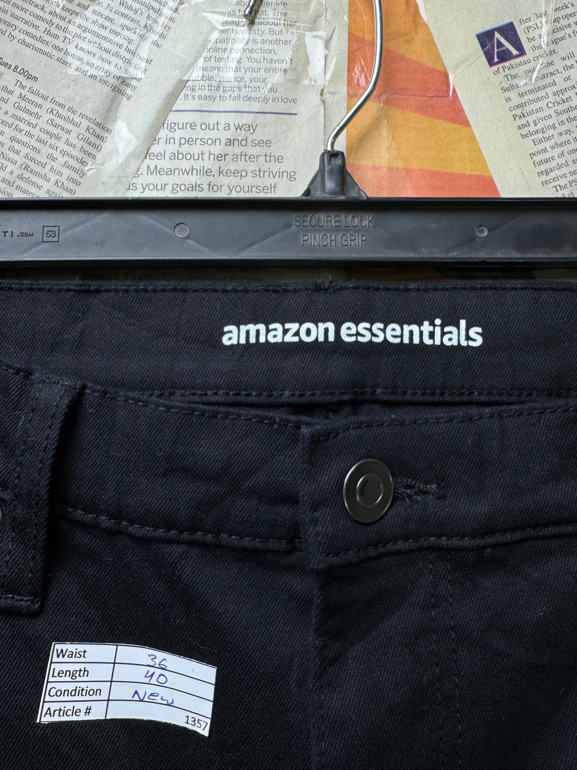 Amazon® Waist: 36" | Black | Slim Fit Denim Pants | Cotton - Elastane | 1357 - Genuine Maal