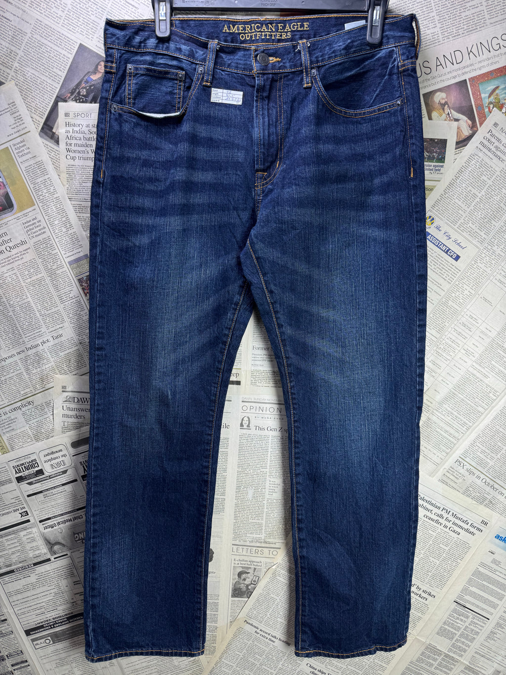 Americ*n Eagle® Waist: 36" | Blue | Straight Fit Denim Pants | Cotton | 1373 - Genuine Maal