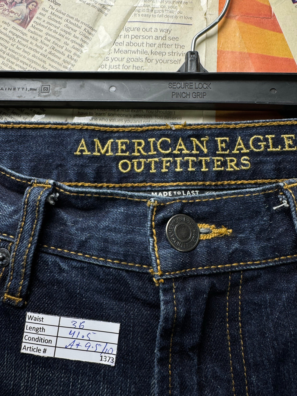 Americ*n Eagle® Waist: 36" | Blue | Straight Fit Denim Pants | Cotton | 1373 - Genuine Maal