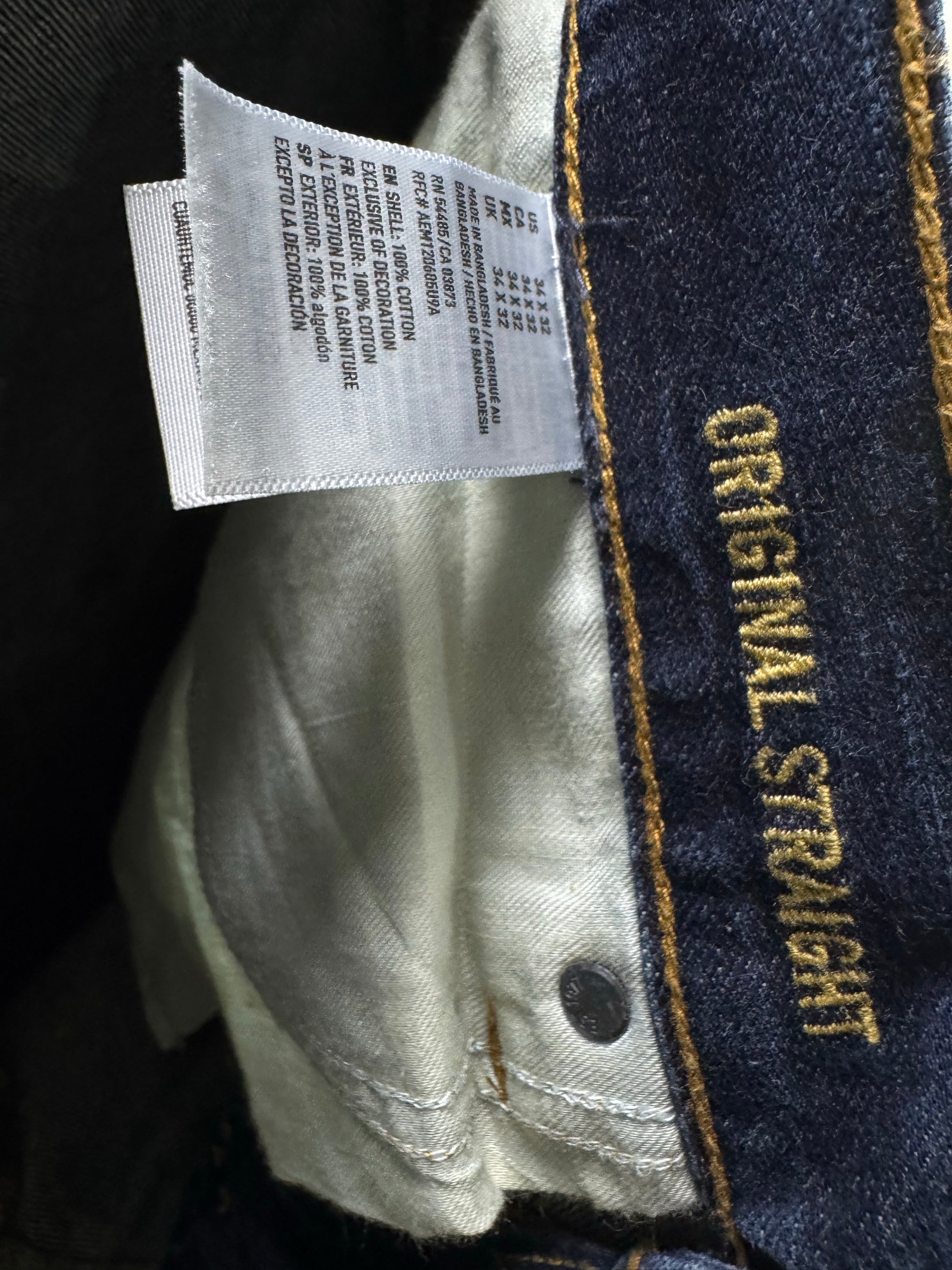 Americ*n Eagle® Waist: 36" | Blue | Straight Fit Denim Pants | Cotton | 1373 - Genuine Maal