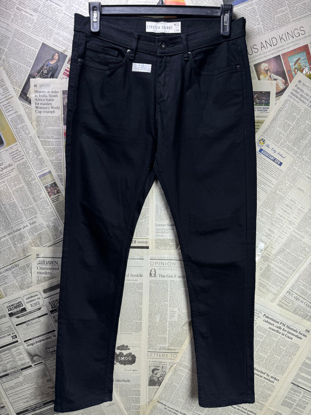 Topman® Waist: 32" | Black | Stretch Skinny Fit Denim Pants | Cotton - Elastane | 1376 - Genuine Maal