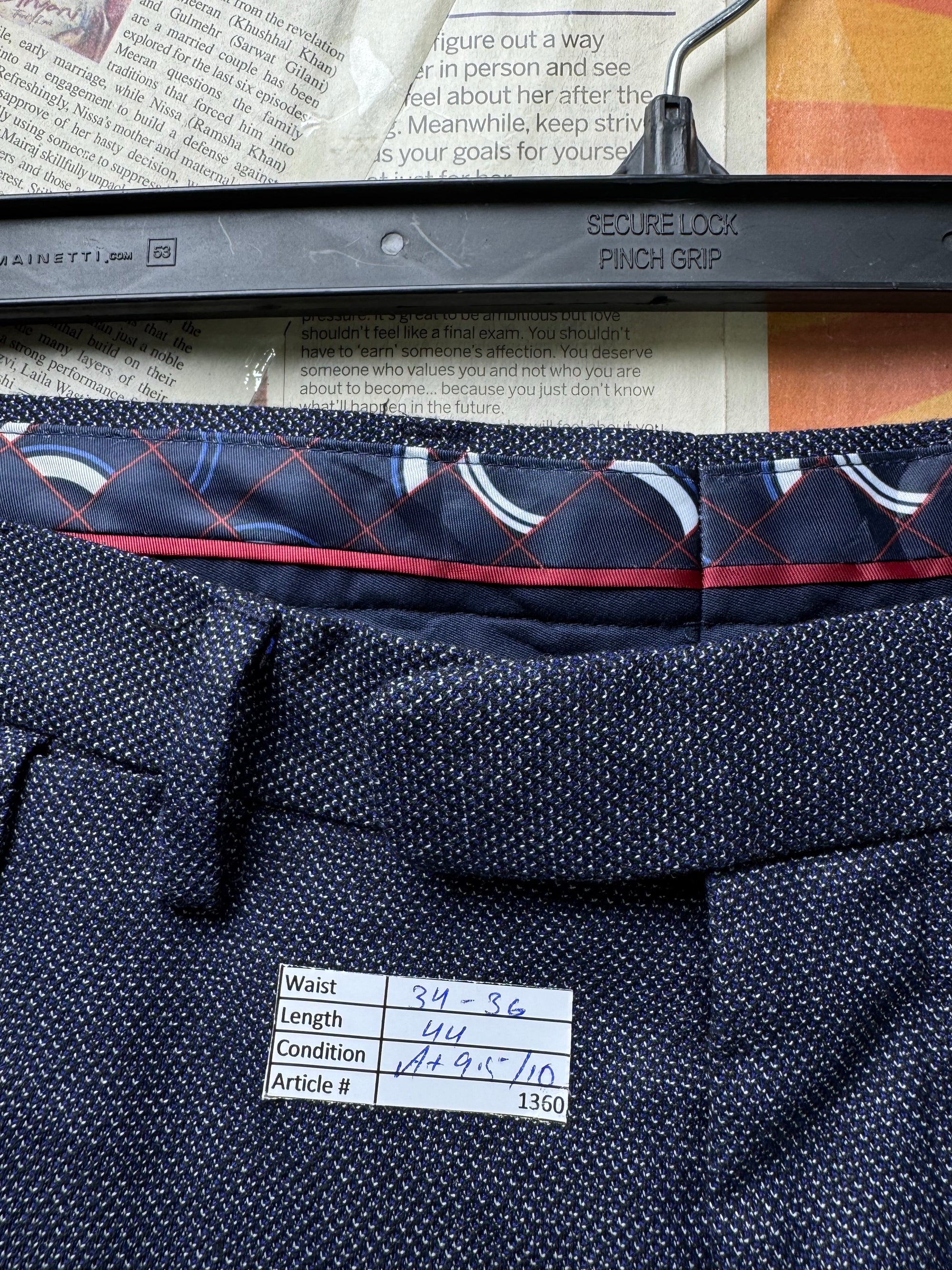 Murano® Waist: 34" to 36" | Textured Blue | Dress Pants | Poly - Visc - Spandex | 1360 - Genuine Maal