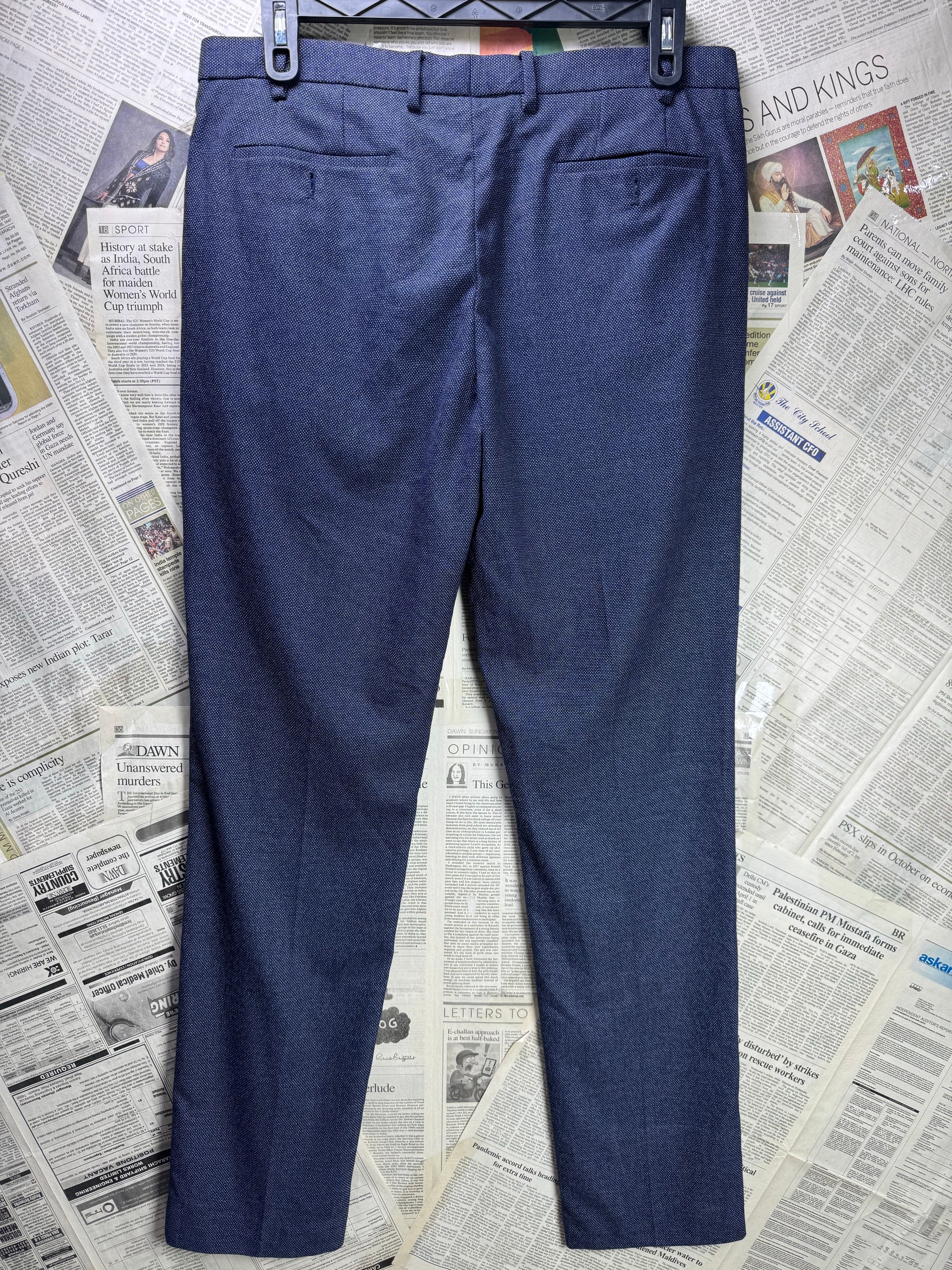 Murano® Waist: 34" to 36" | Textured Blue | Dress Pants | Poly - Visc - Spandex | 1360 - Genuine Maal