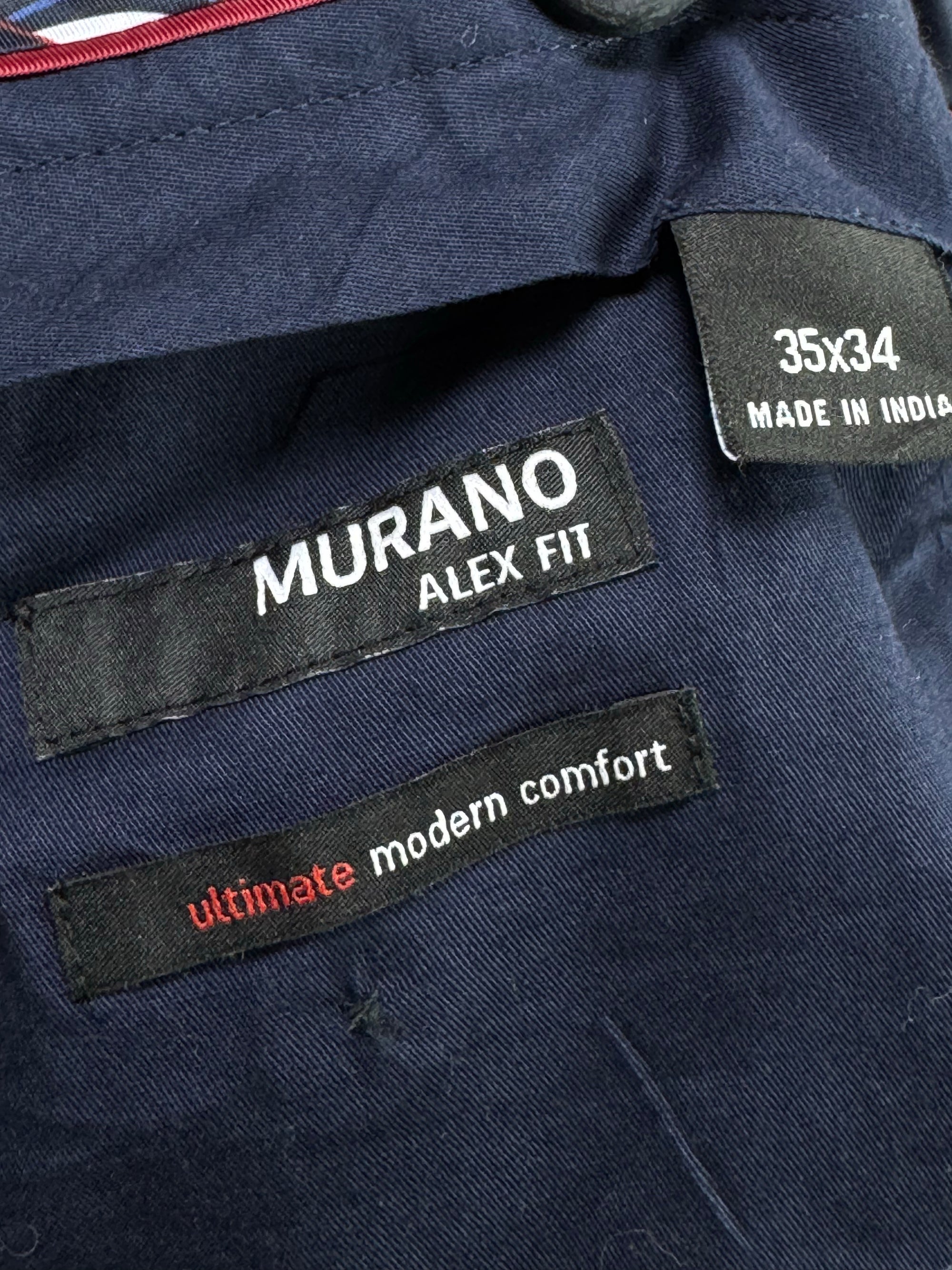 Murano® Waist: 34" to 36" | Textured Blue | Dress Pants | Poly - Visc - Spandex | 1360 - Genuine Maal