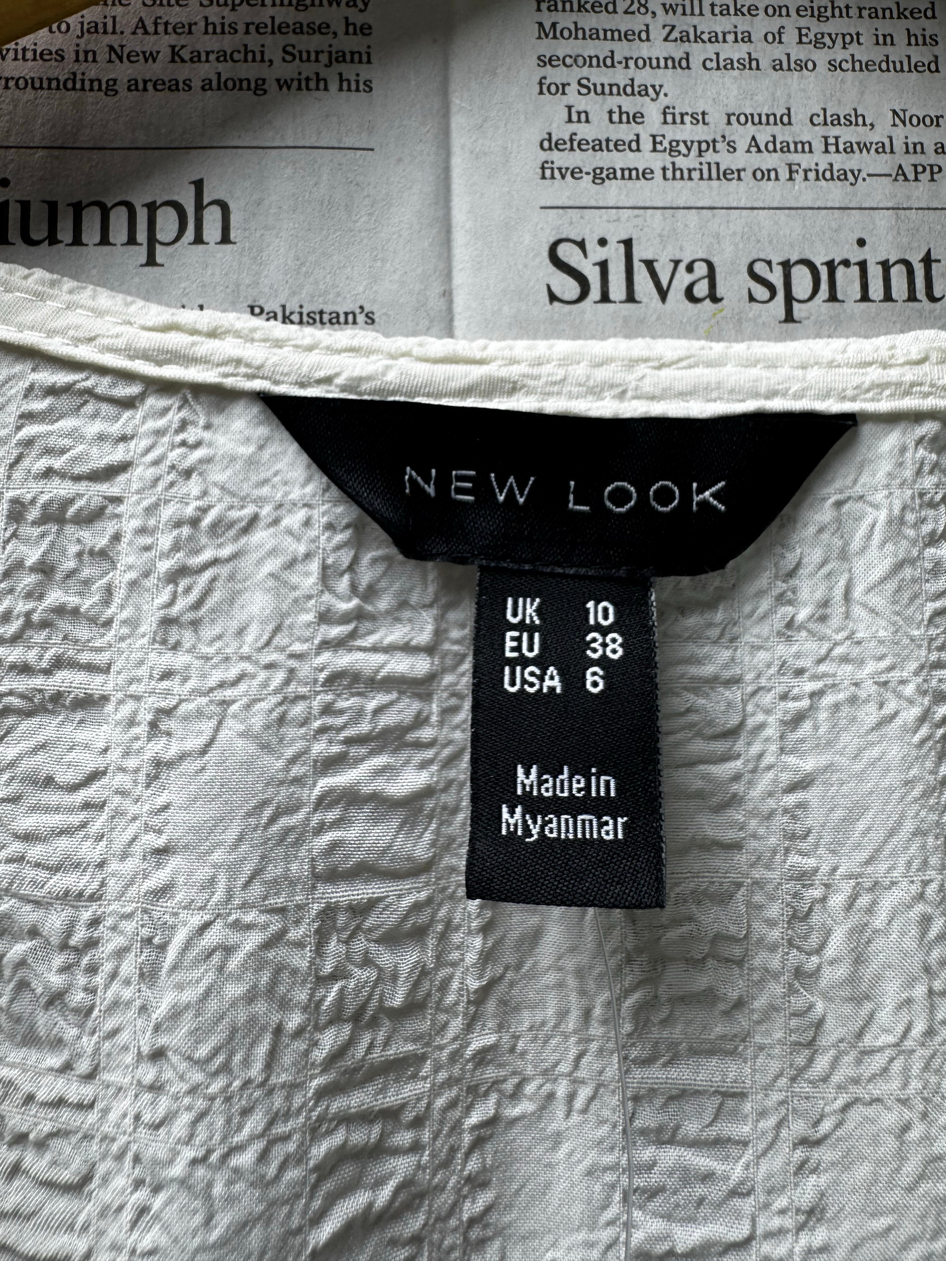 New Look® Small | Bust: 18" | White Check Seersucker | Maxi Dress | B3 - 5028 - Genuine Maal