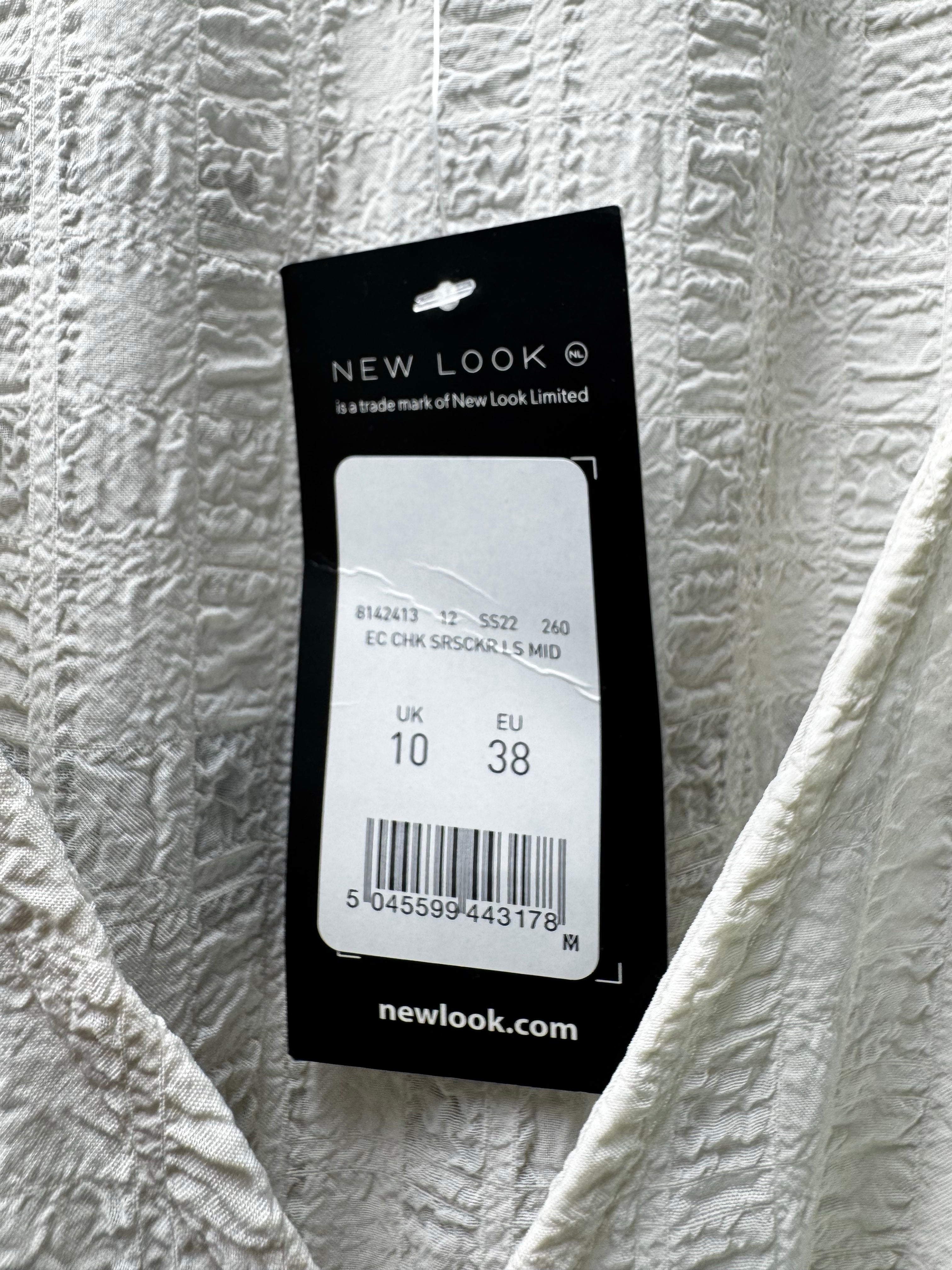 New Look® Small | Bust: 18" | White Check Seersucker | Maxi Dress | B3 - 5028 - Genuine Maal