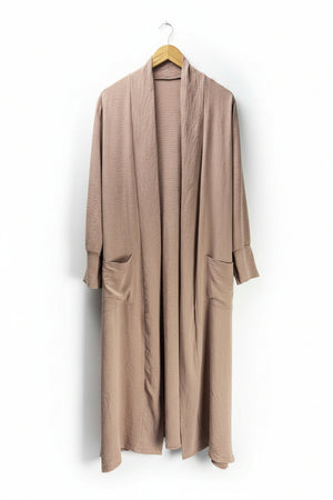 ® Large | Bust: 20" | Tan Crinkle | Open Front Maxi Duster | B3 - 5205 - Genuine Maal